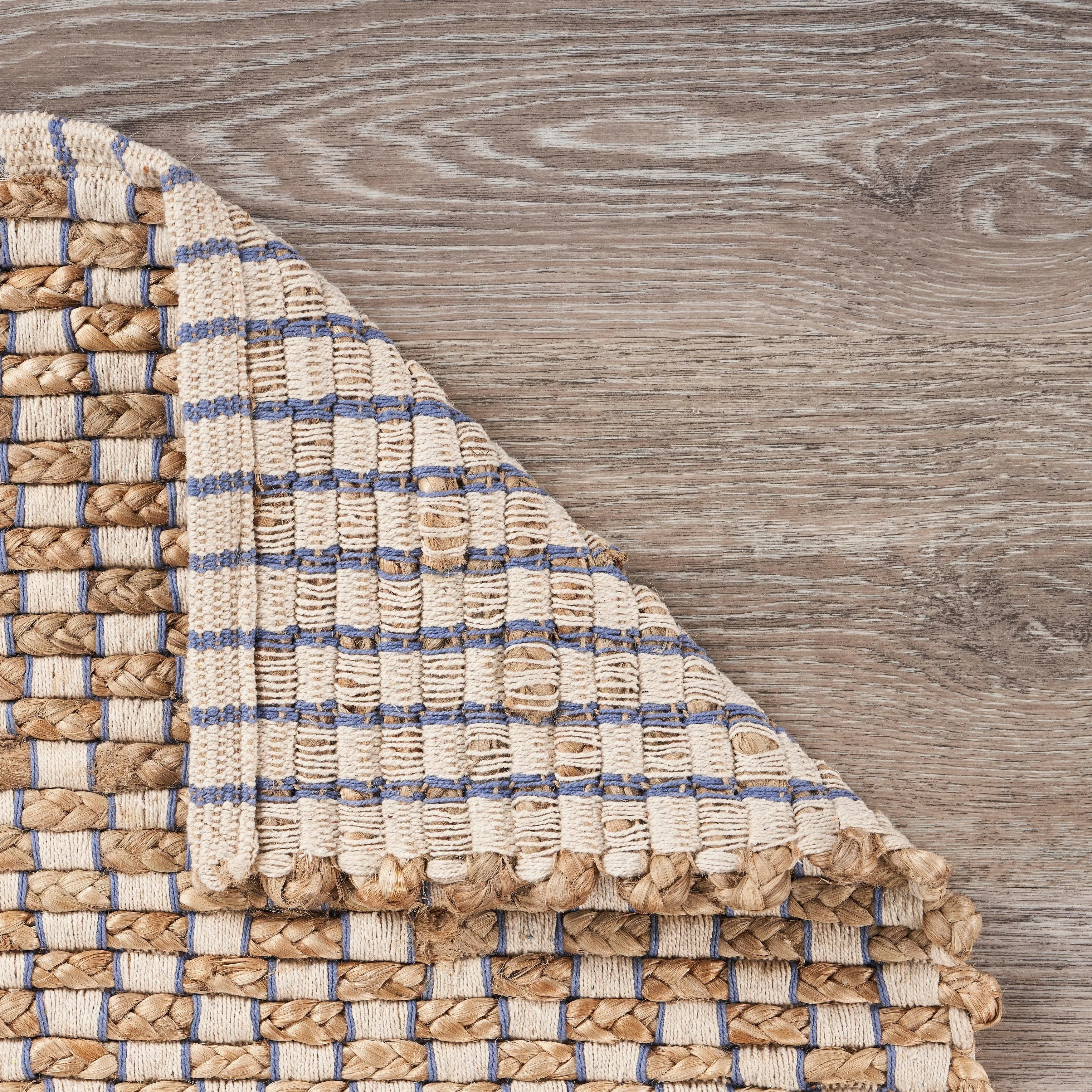 Sevita Organic Jute Interwoven Area Rug. Natural and Indigo
