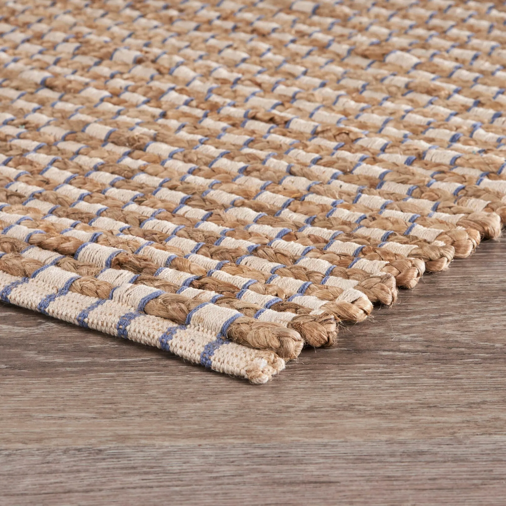 Sevita Organic Jute Interwoven Area Rug. Natural and Indigo