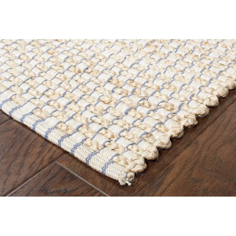 Sevita Organic Jute Interwoven Area Rug. Natural and Indigo