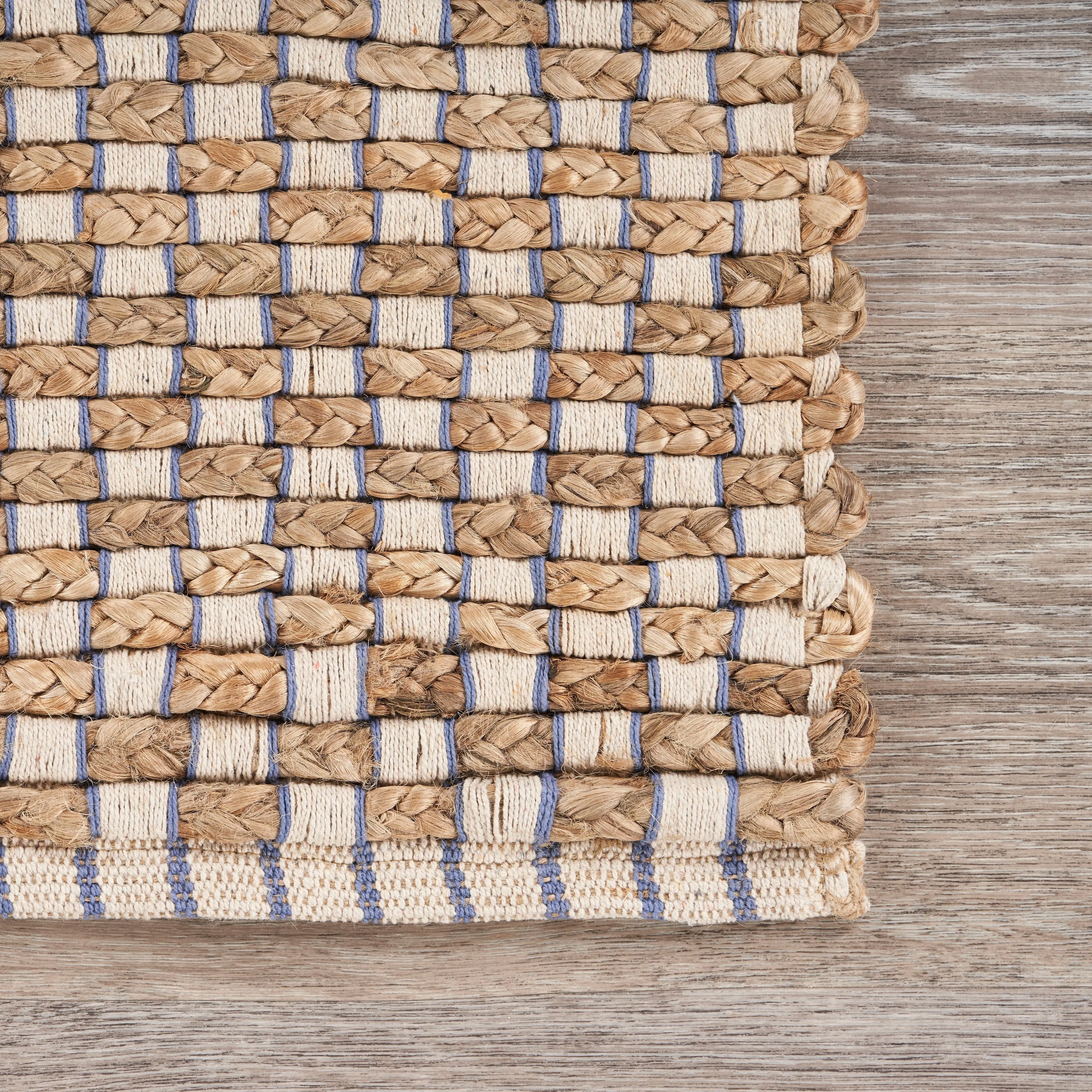 Sevita Organic Jute Interwoven Area Rug. Natural and Indigo