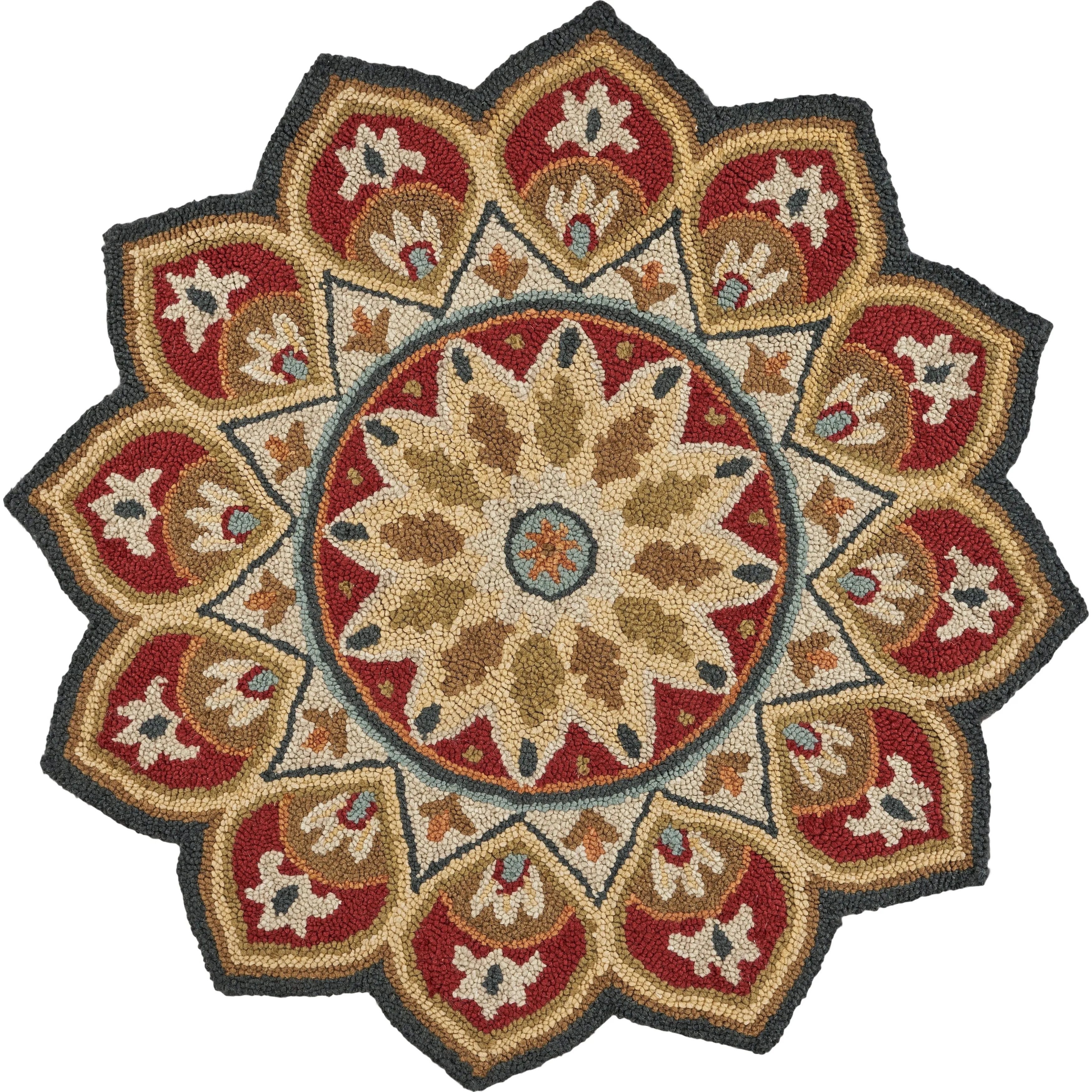 Sevita Red Sunflower Area Rug - 6'0 Round - 6'0 Round