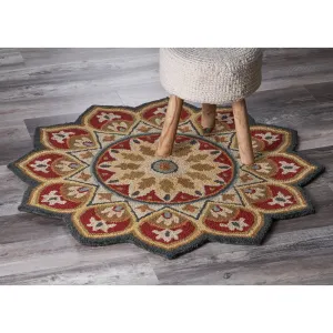 Sevita Red Sunflower Area Rug - 6'0 Round - 6'0 Round