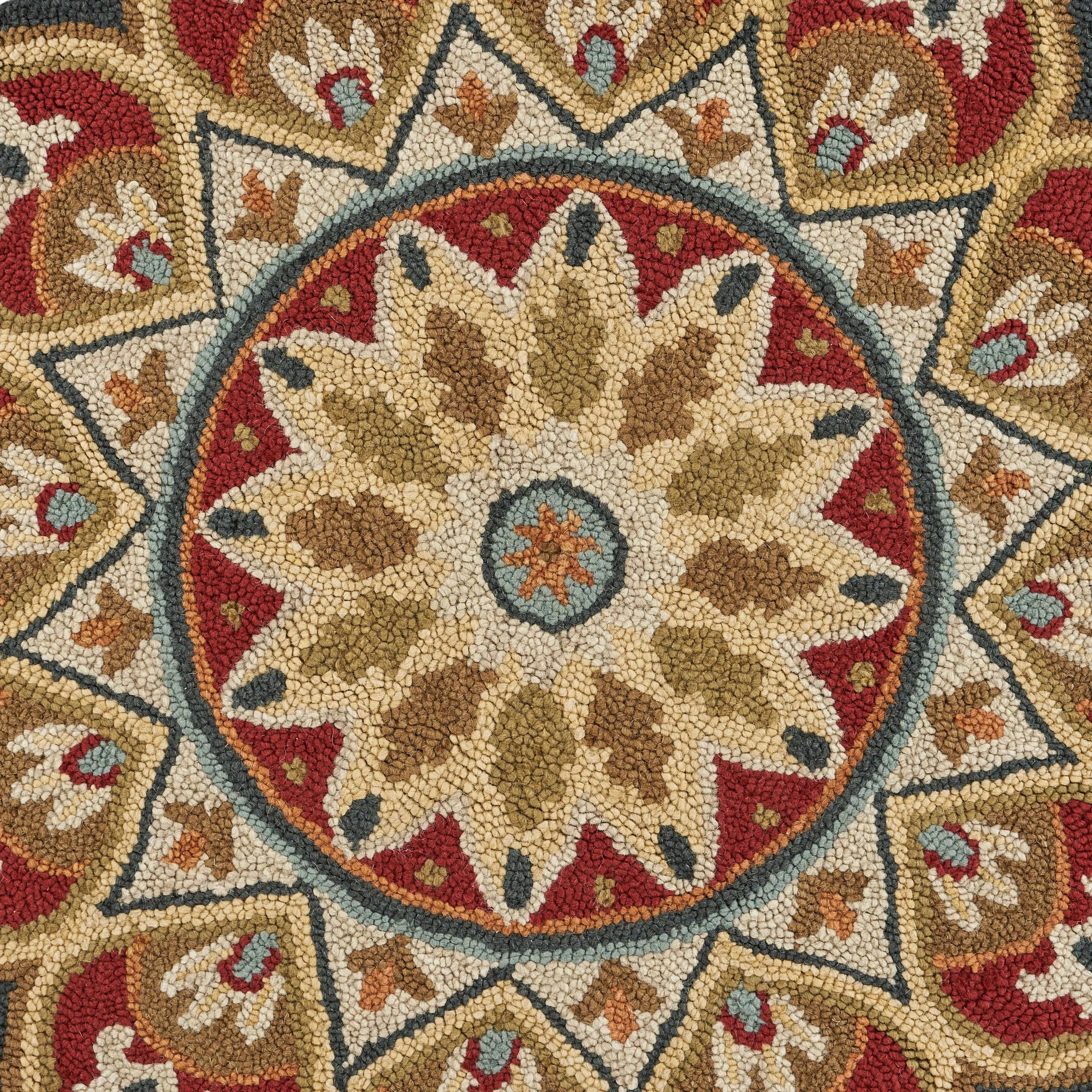 Sevita Red Sunflower Area Rug - 6'0 Round - 6'0 Round