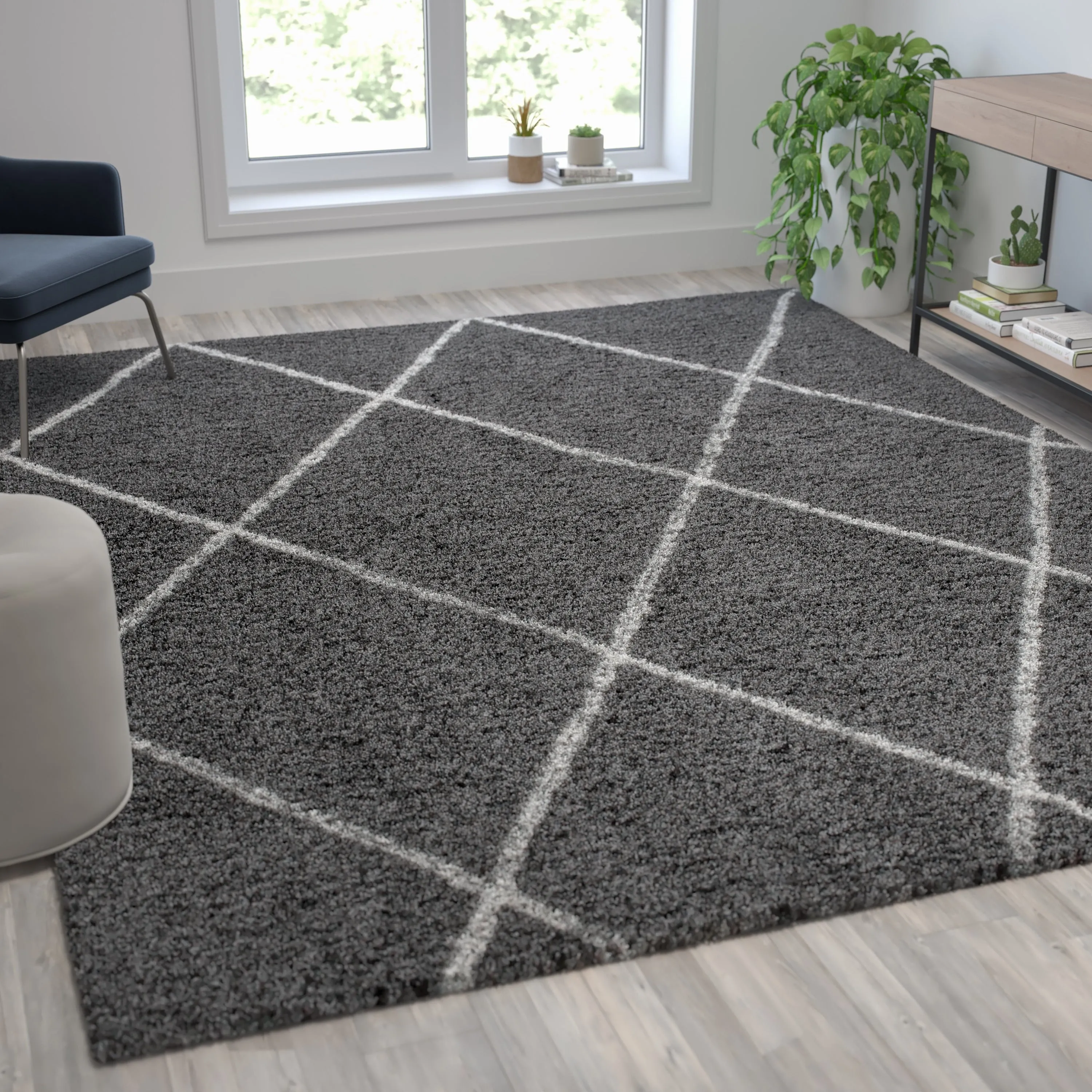 Shag Style Diamond Trellis Area Rug