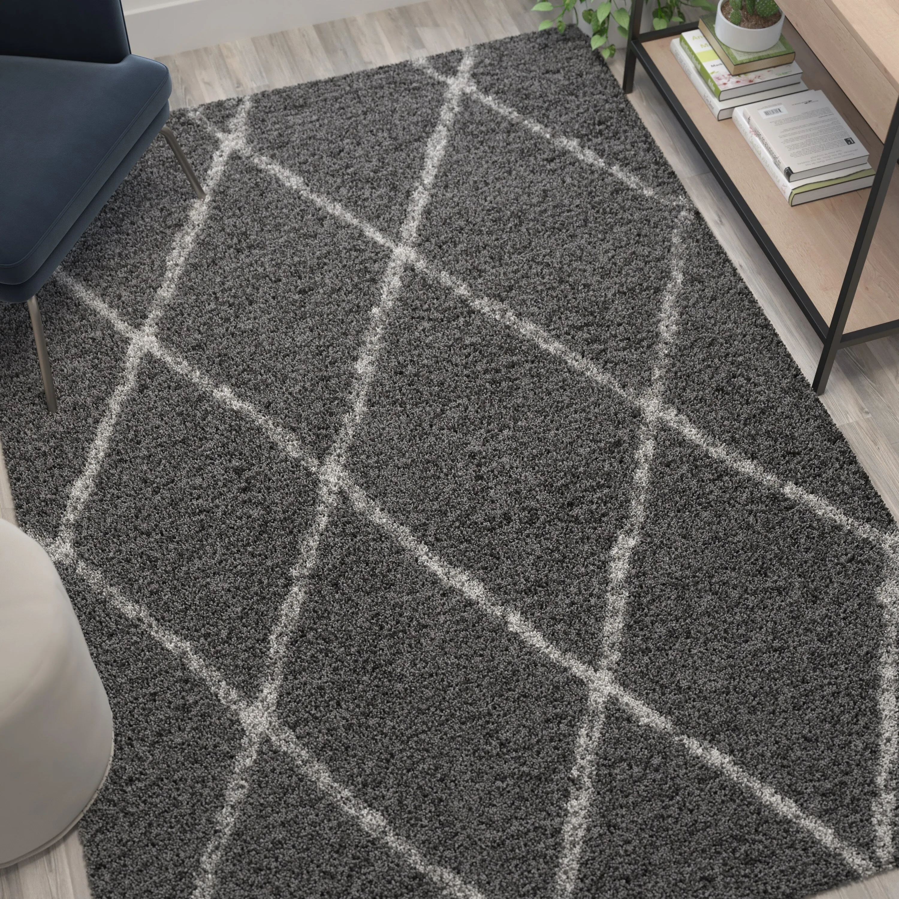 Shag Style Diamond Trellis Area Rug