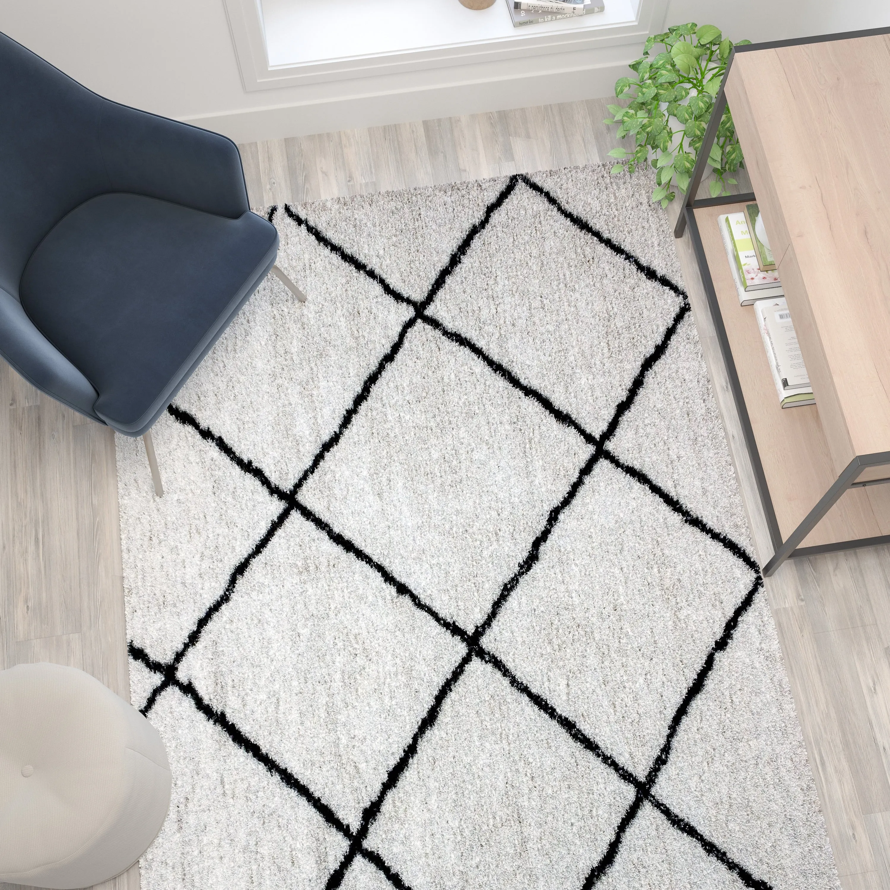 Shag Style Diamond Trellis Area Rug
