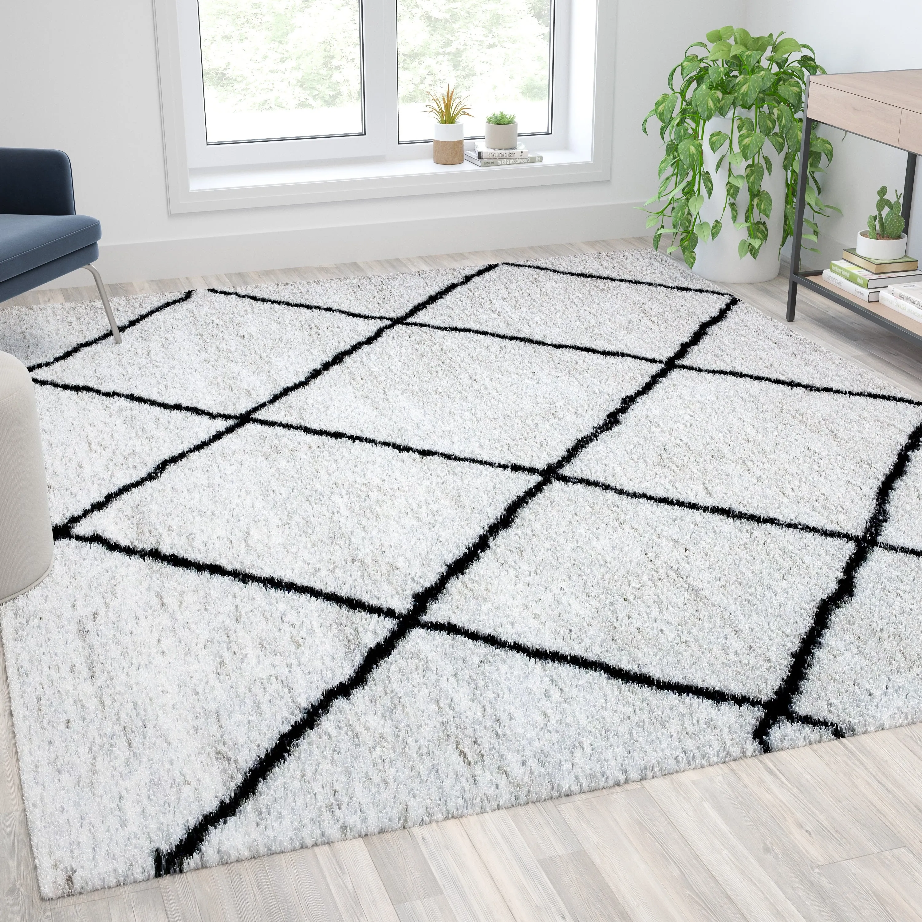 Shag Style Diamond Trellis Area Rug