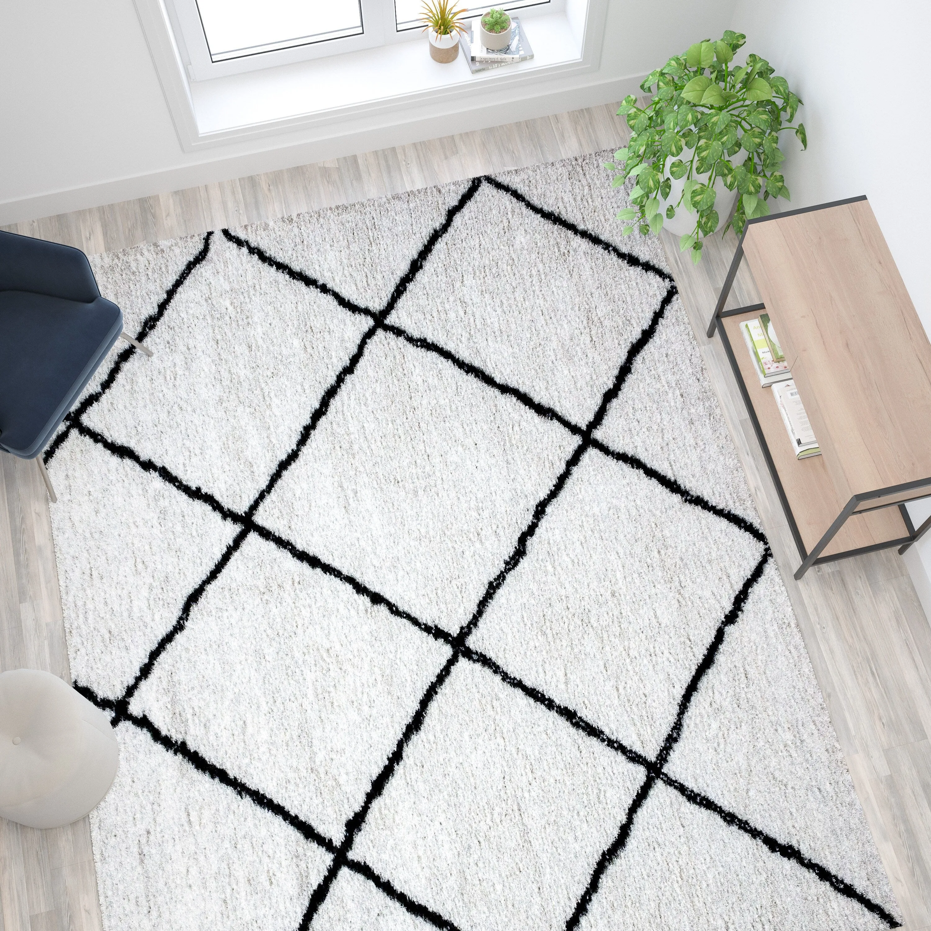 Shag Style Diamond Trellis Area Rug