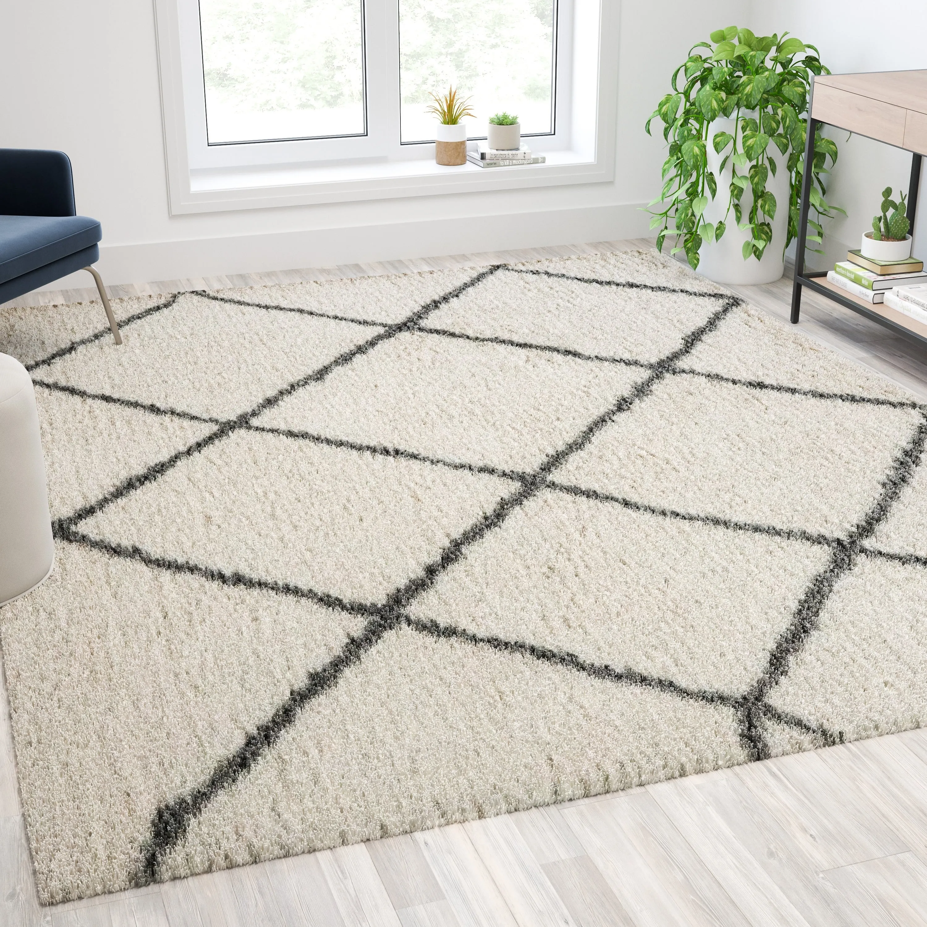 Shag Style Diamond Trellis Area Rug