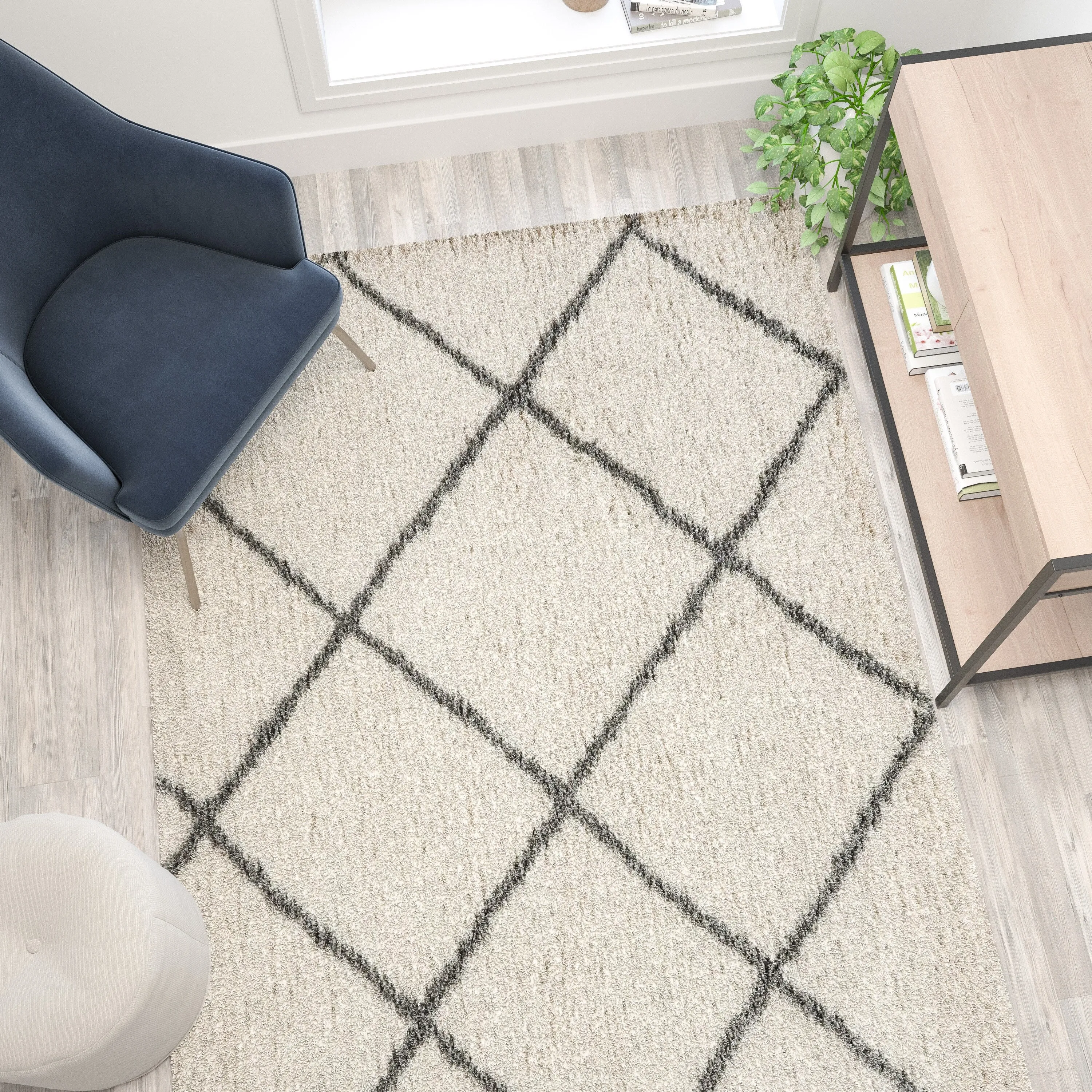 Shag Style Diamond Trellis Area Rug