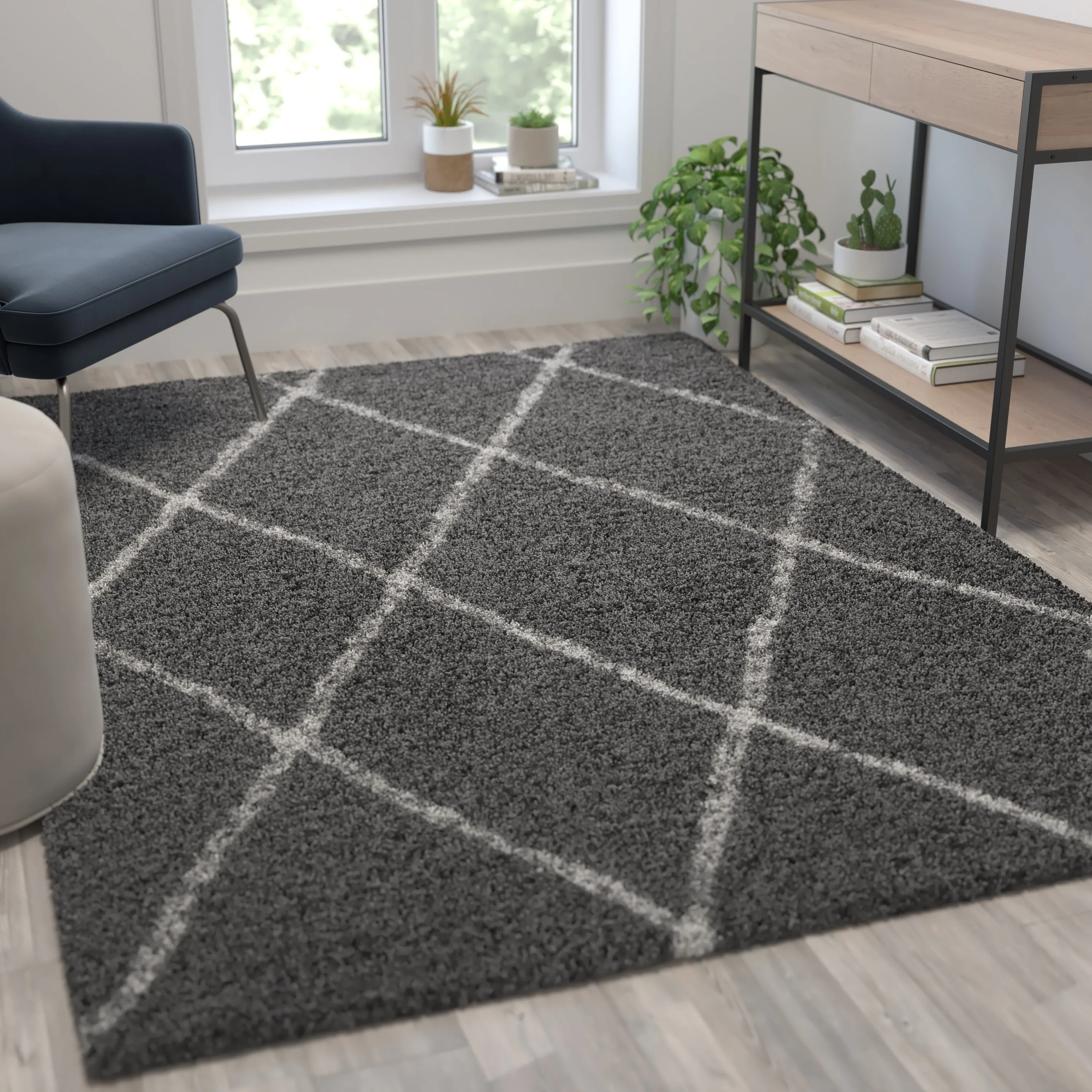 Shag Style Diamond Trellis Area Rug