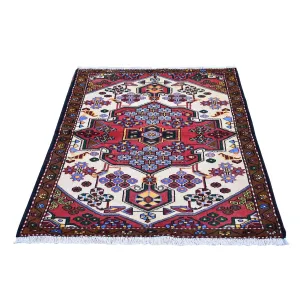 Shahbanu Rugs Rural Village Vintage Persian Hamadan Tribal Design Pure Wool Hand Knotted Clean Oriental Rug (3'5 x 5'2)