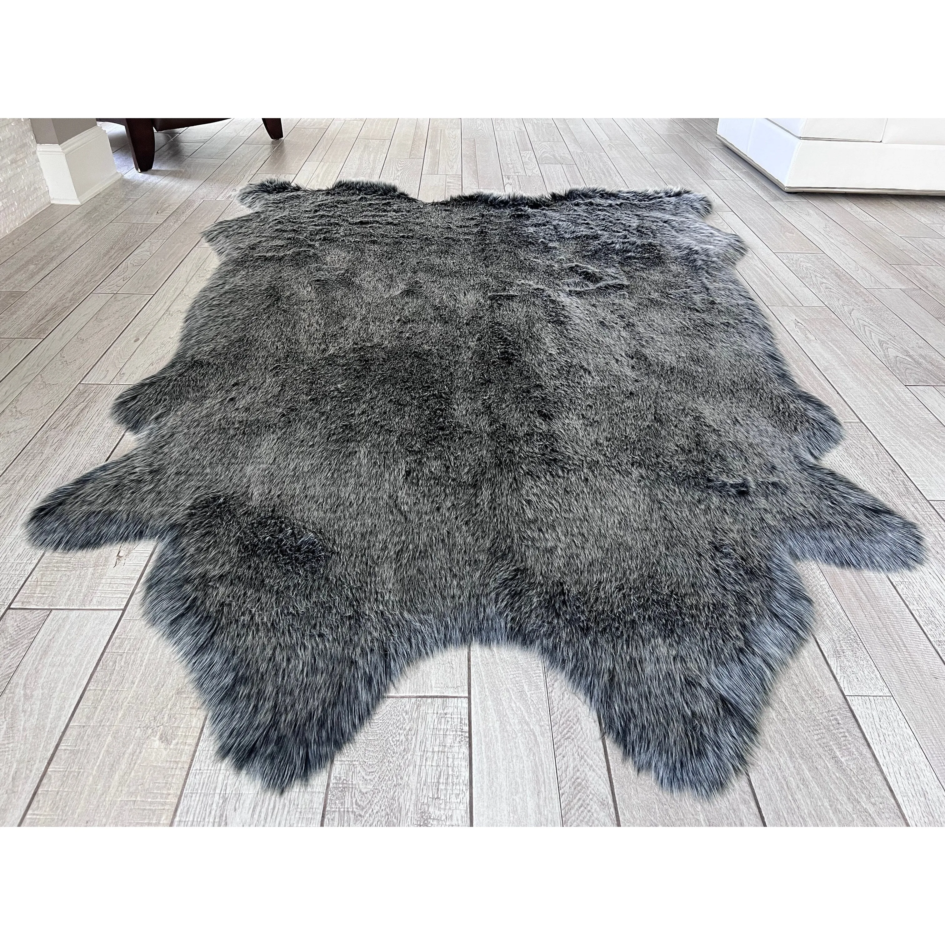 Silver Orchid Luxurious Faux Bison Skin Shag Rug