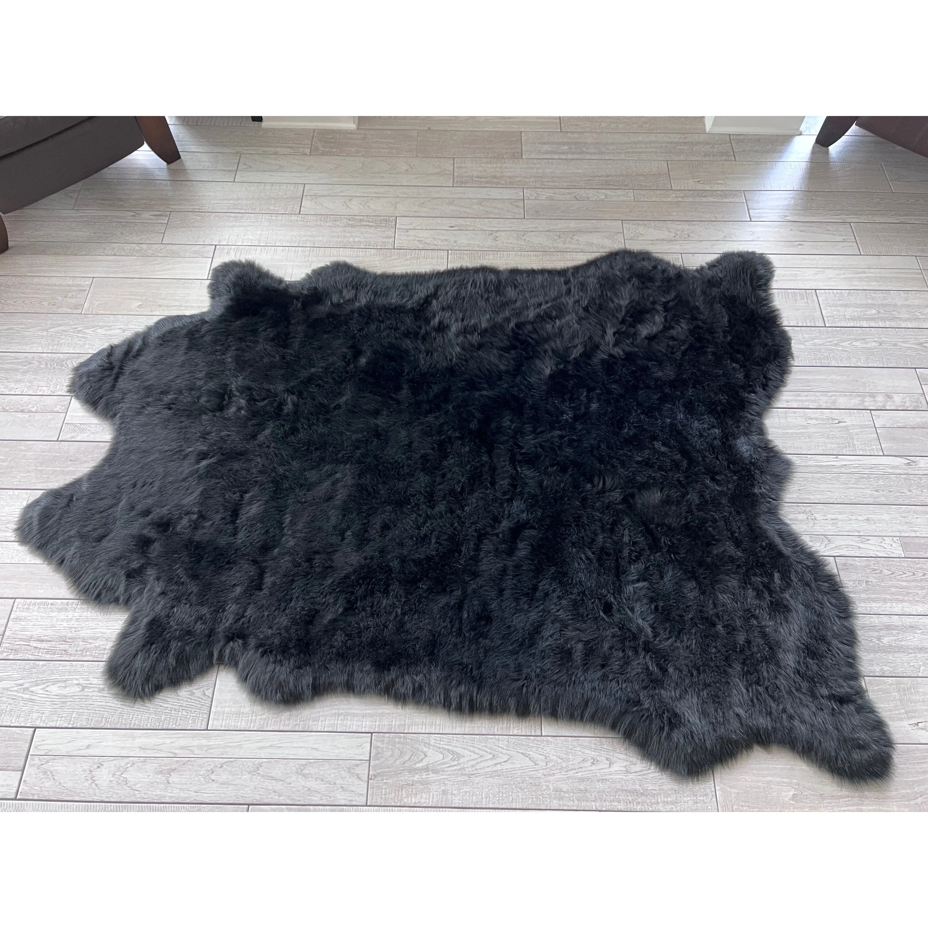 Silver Orchid Luxurious Faux Bison Skin Shag Rug
