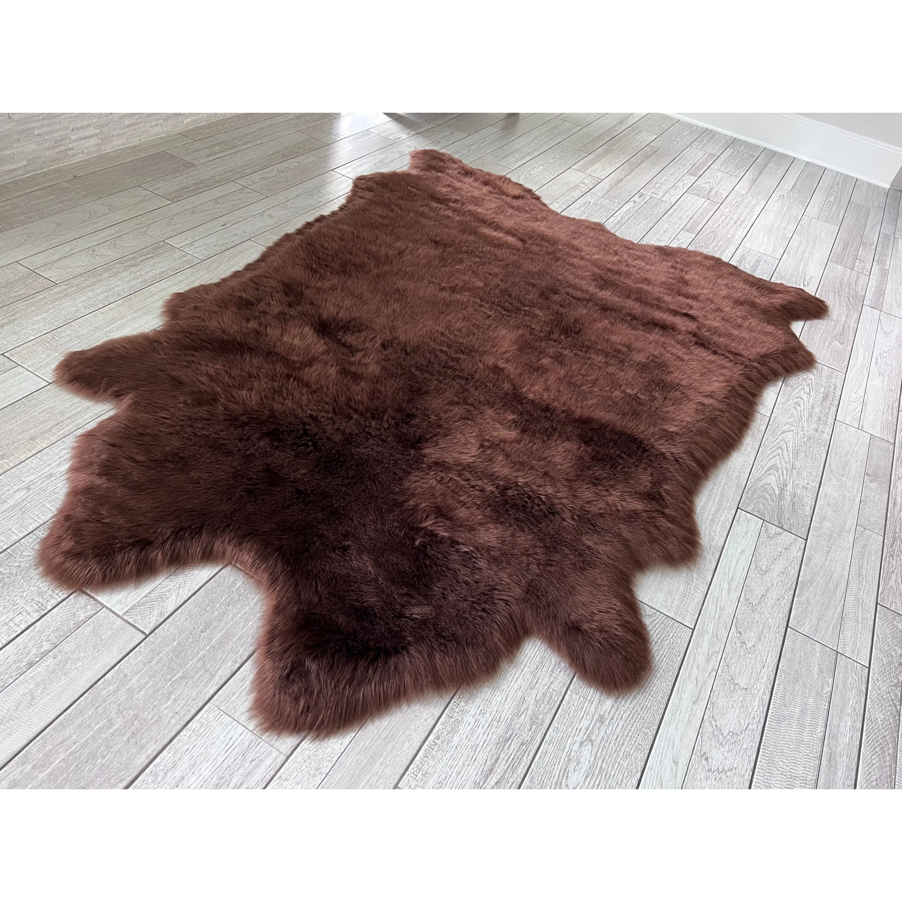 Silver Orchid Luxurious Faux Bison Skin Shag Rug