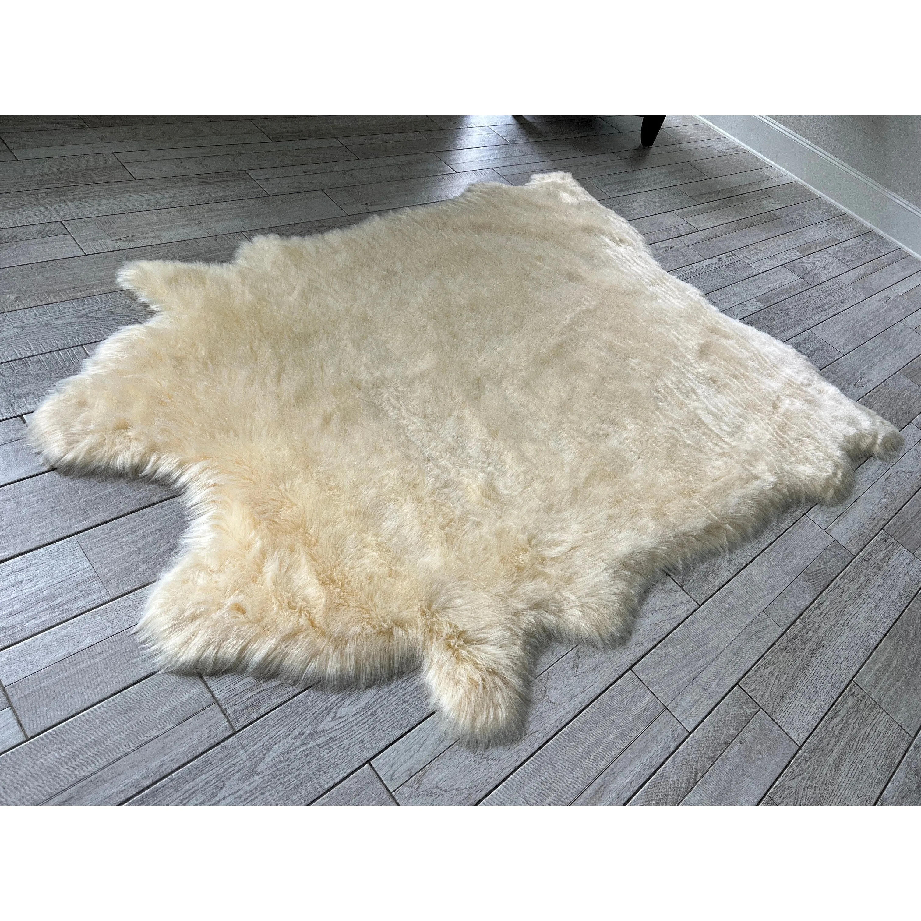 Silver Orchid Luxurious Faux Bison Skin Shag Rug