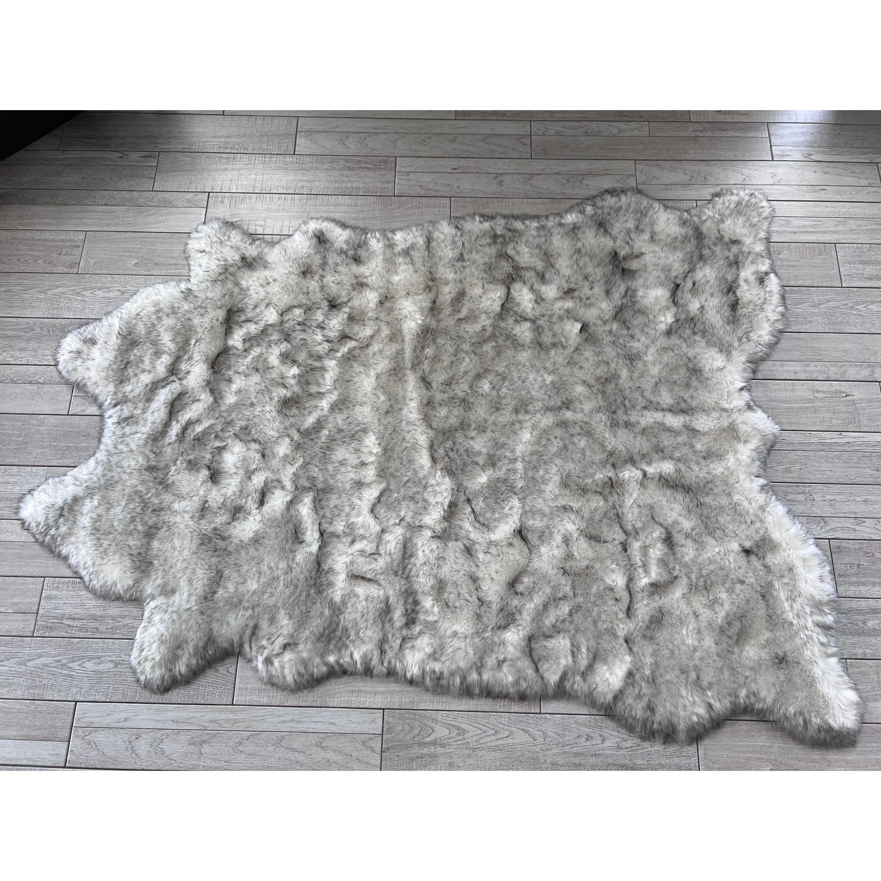 Silver Orchid Luxurious Faux Bison Skin Shag Rug