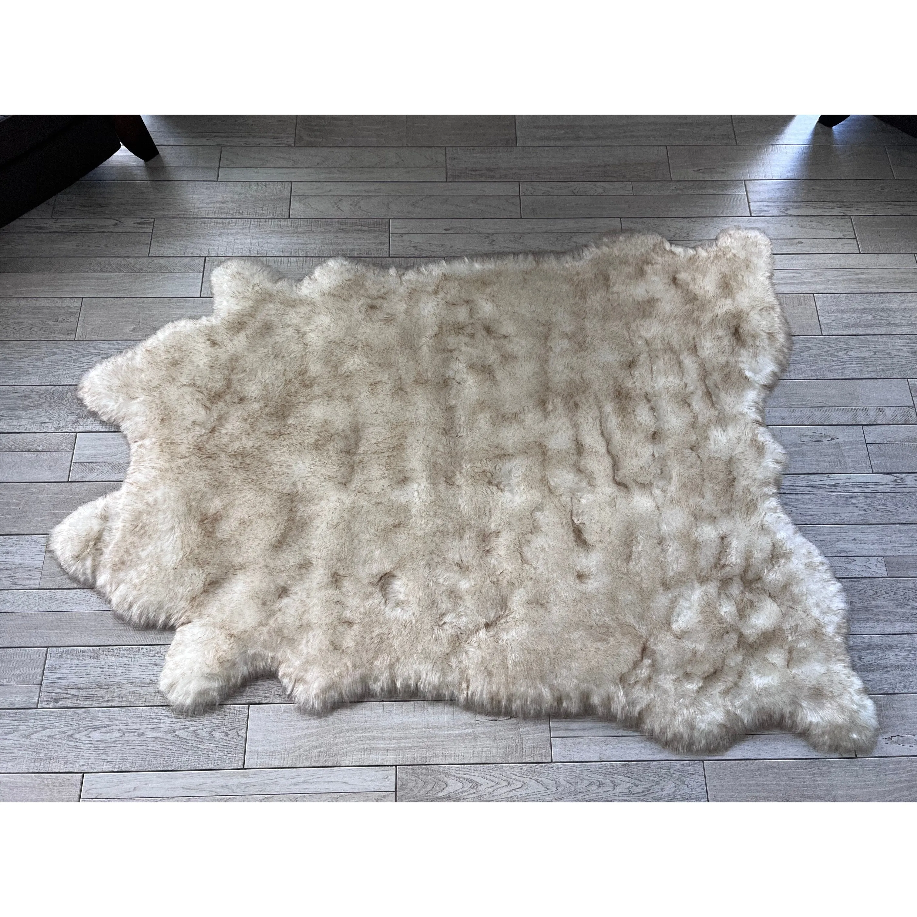 Silver Orchid Luxurious Faux Bison Skin Shag Rug
