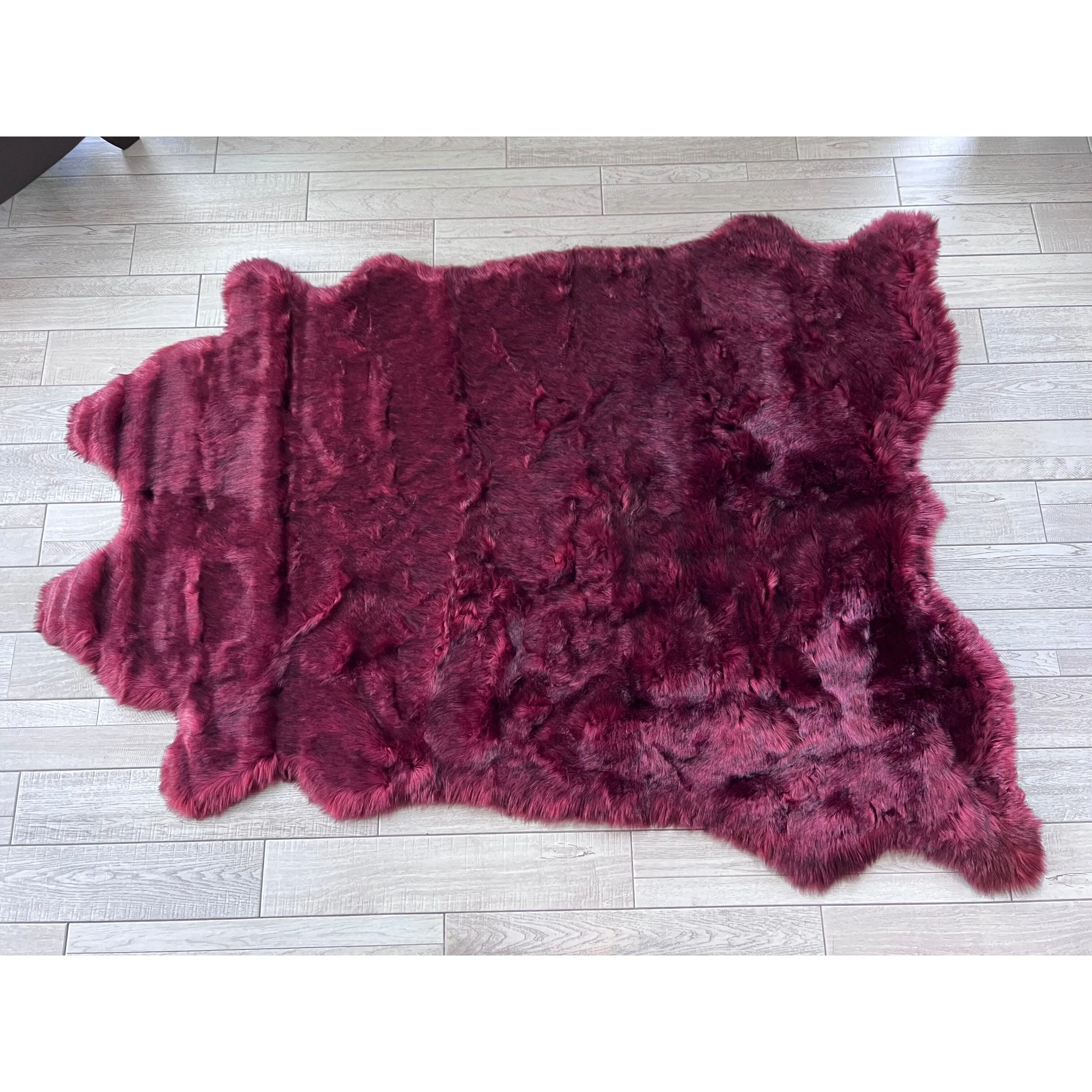Silver Orchid Luxurious Faux Bison Skin Shag Rug