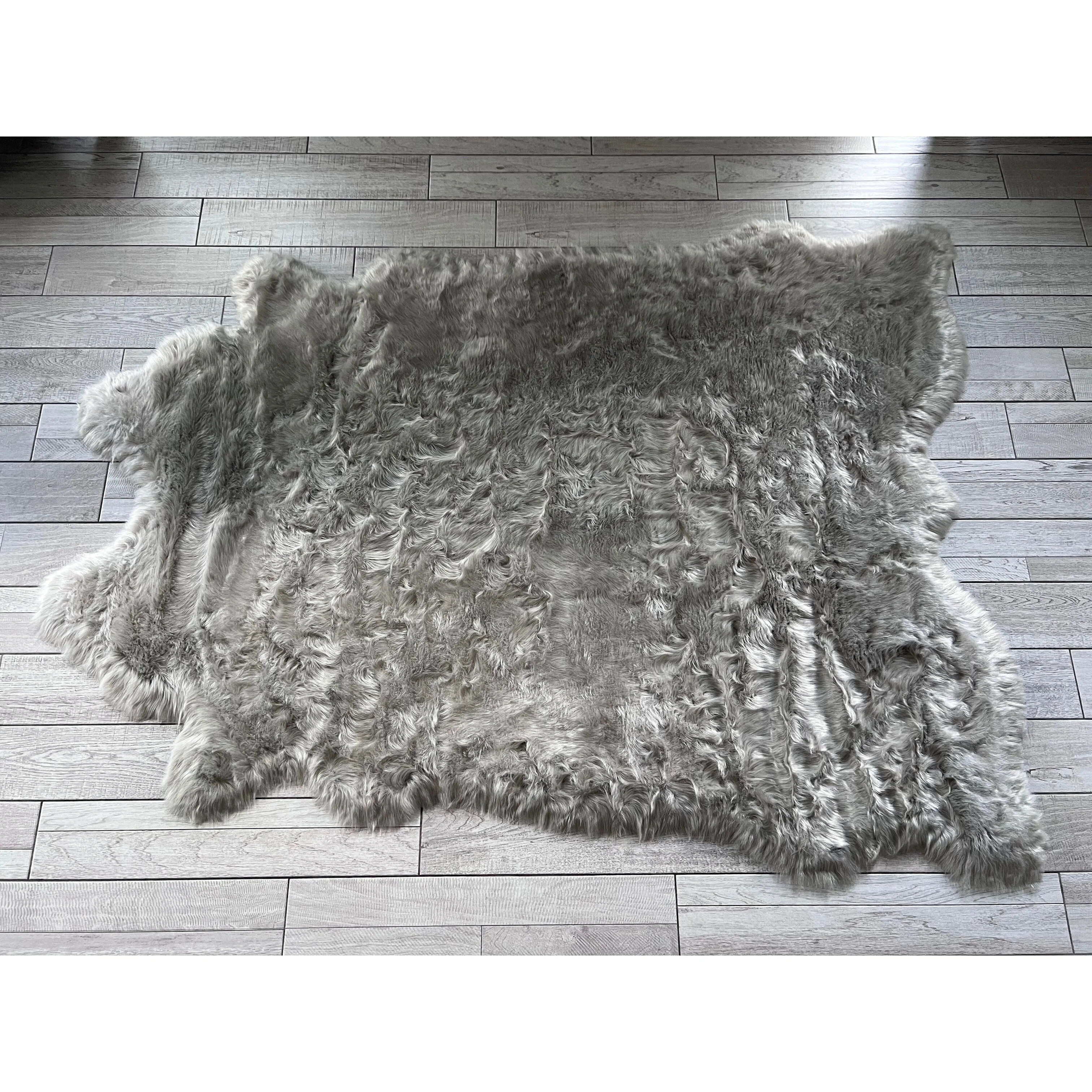 Silver Orchid Luxurious Faux Bison Skin Shag Rug