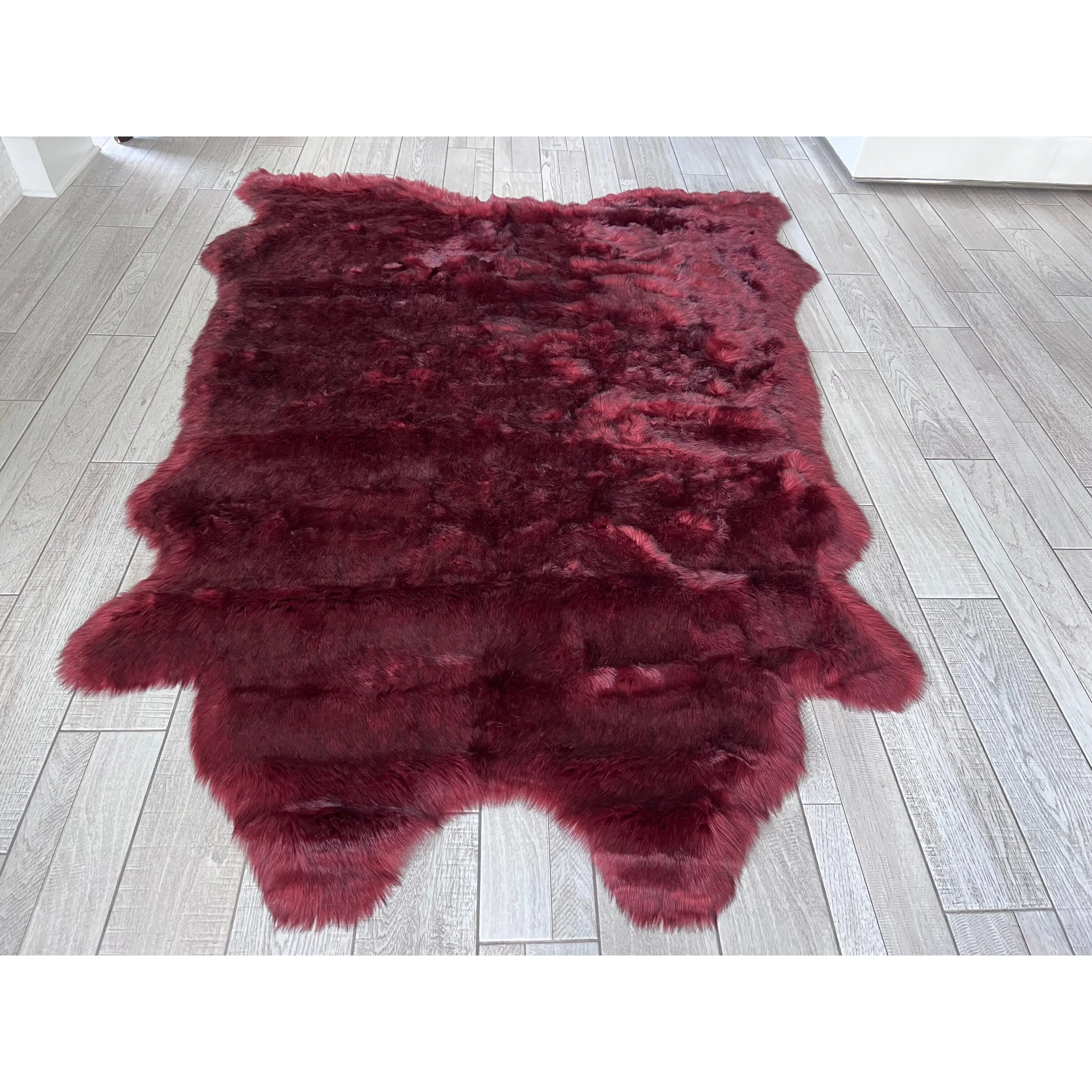 Silver Orchid Luxurious Faux Bison Skin Shag Rug