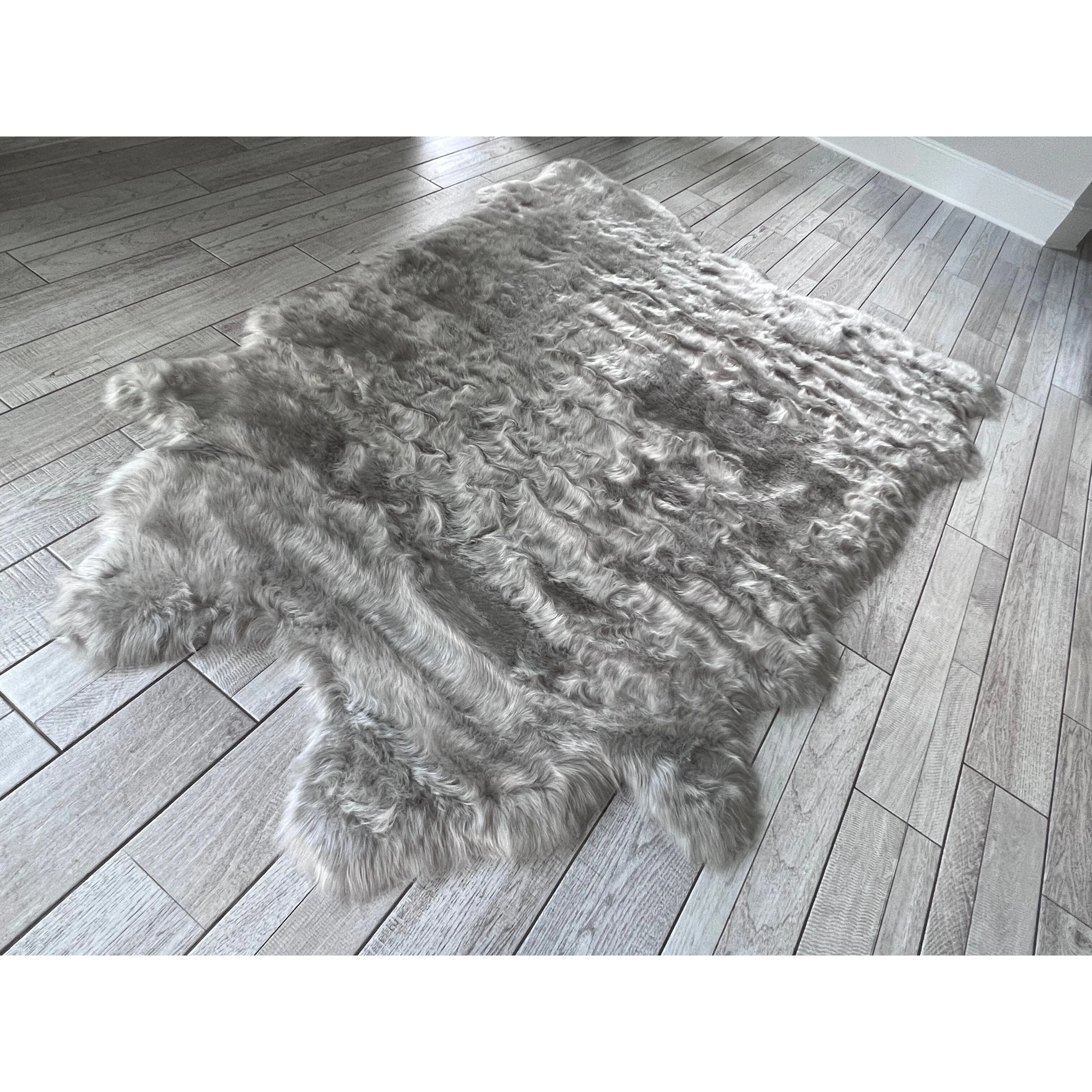 Silver Orchid Luxurious Faux Bison Skin Shag Rug