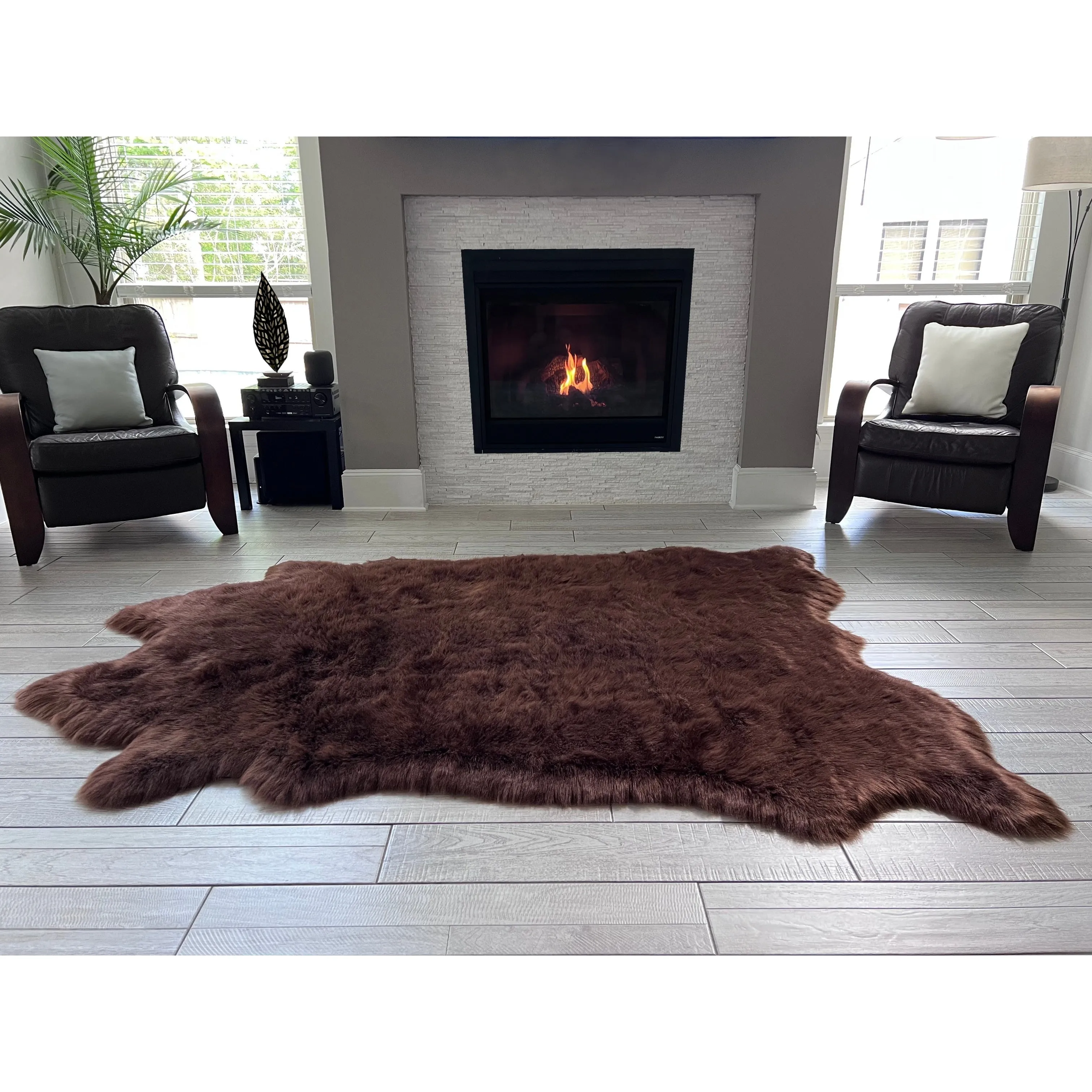 Silver Orchid Luxurious Faux Bison Skin Shag Rug