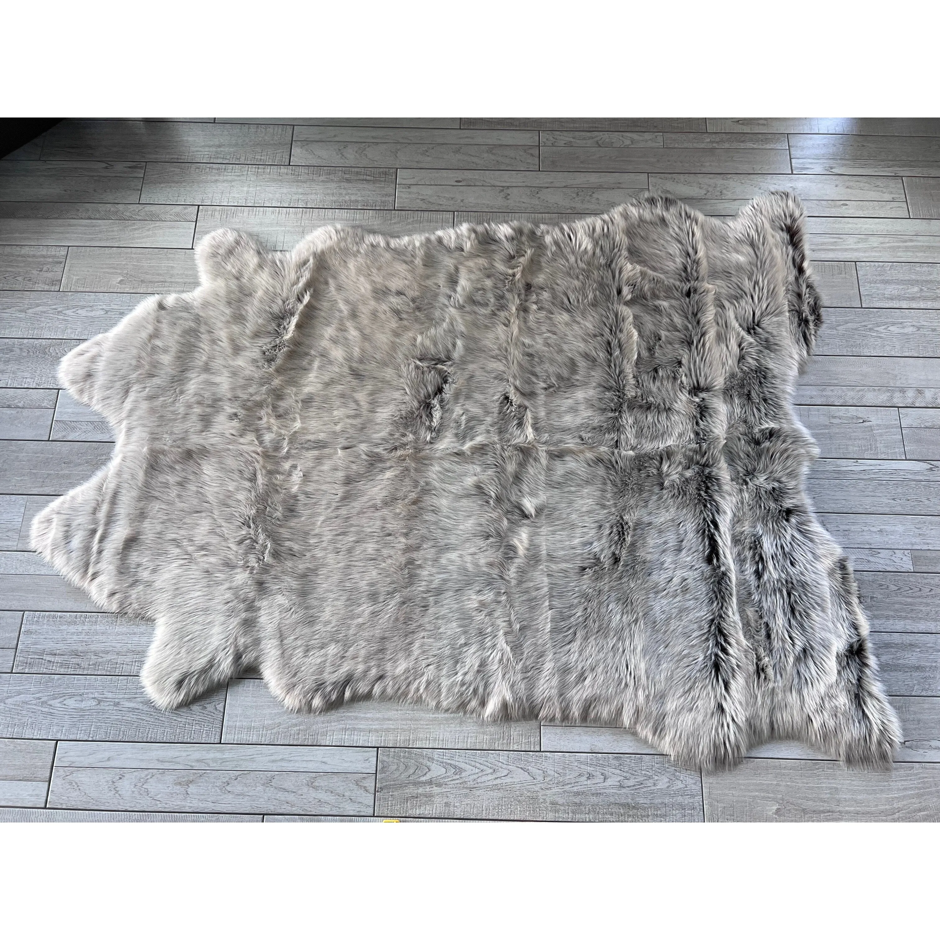 Silver Orchid Luxurious Faux Bison Skin Shag Rug