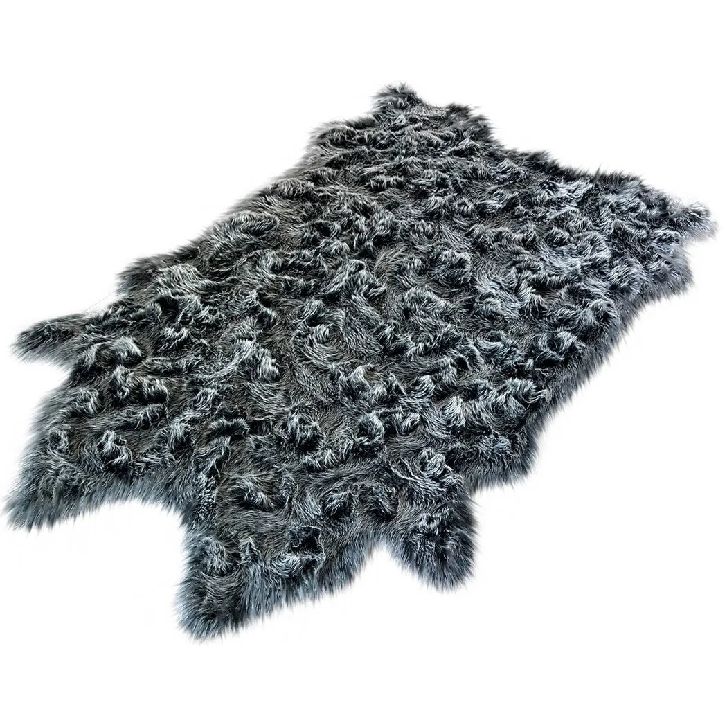 Silver Orchid Luxurious Faux Bison Skin Shag Rug