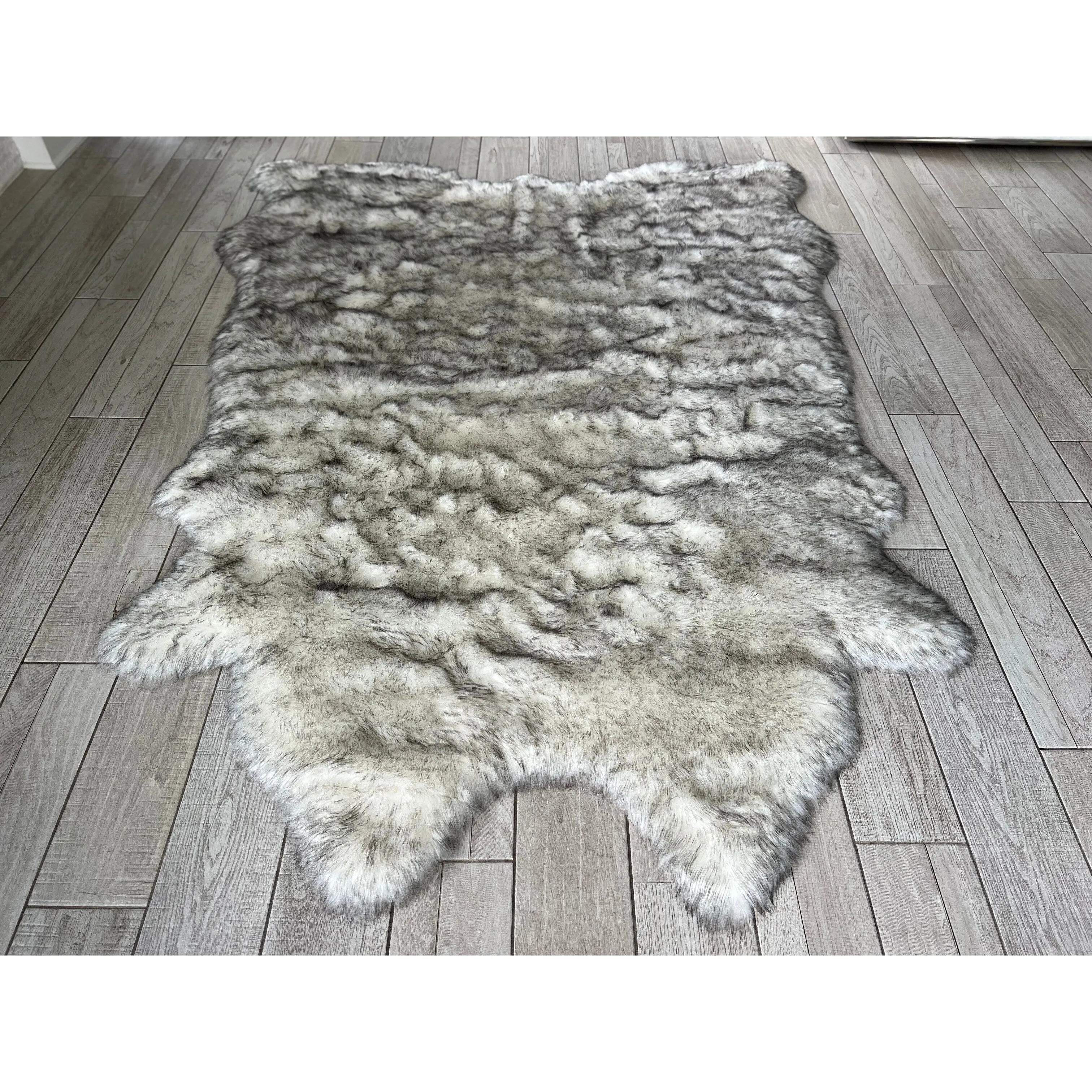 Silver Orchid Luxurious Faux Bison Skin Shag Rug