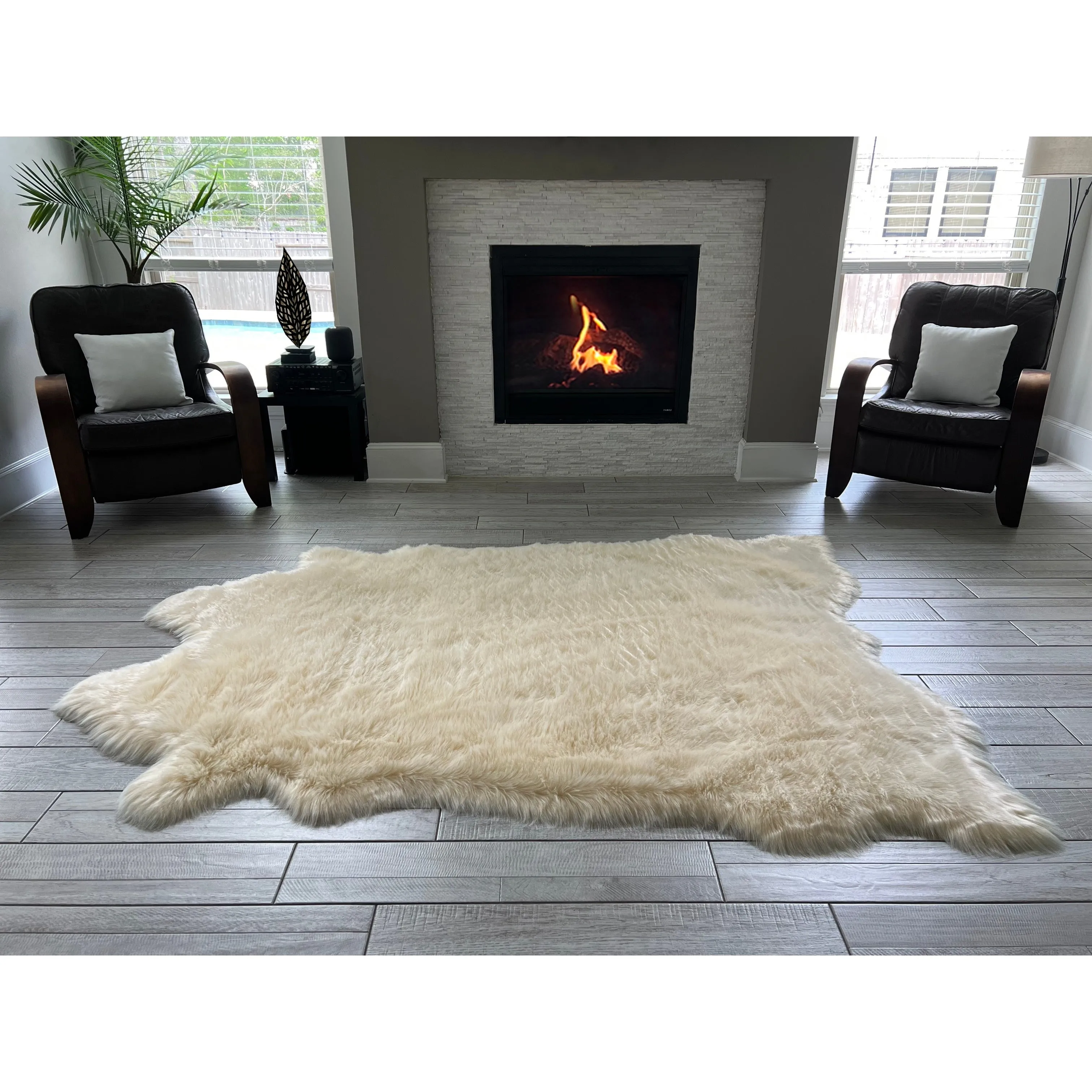 Silver Orchid Luxurious Faux Bison Skin Shag Rug
