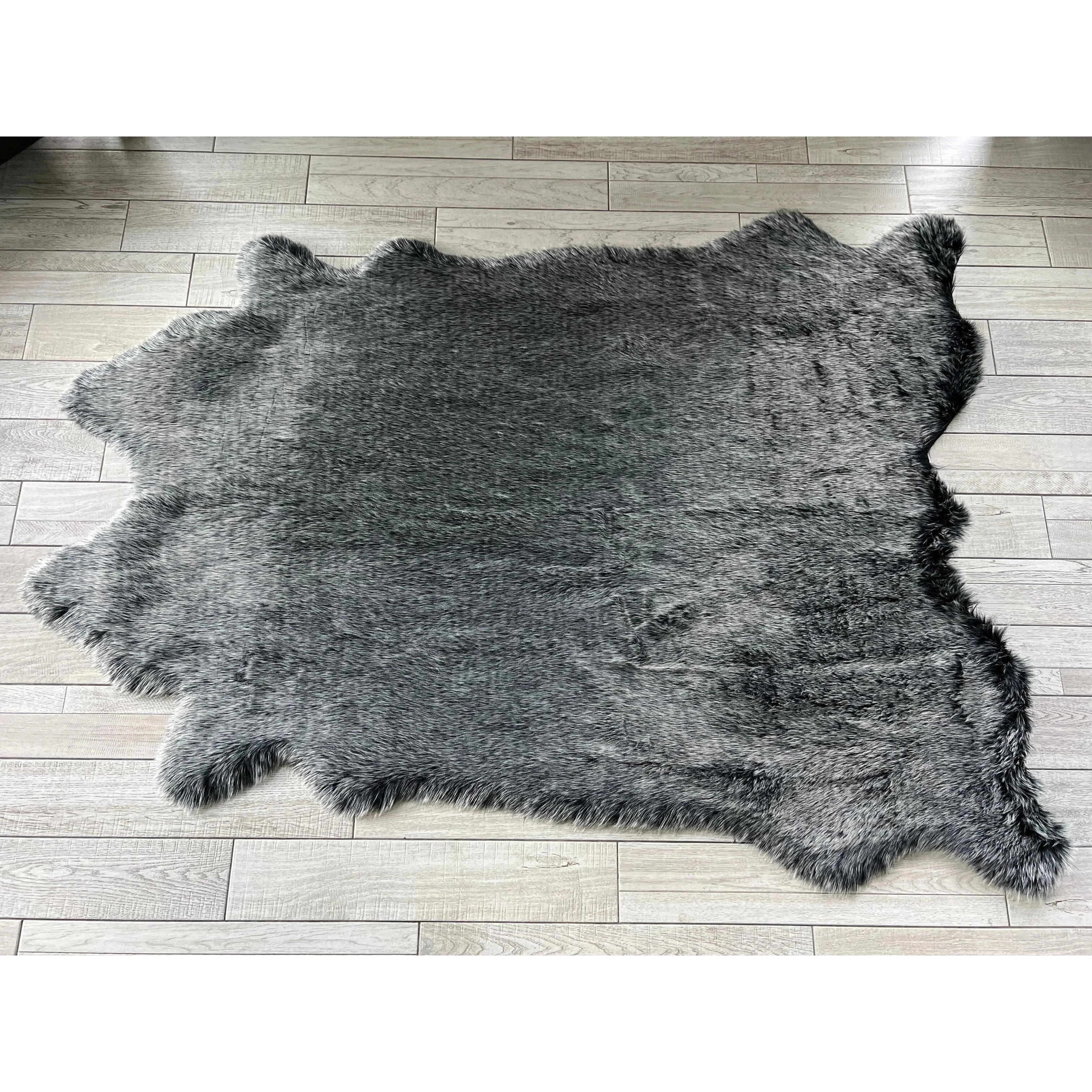 Silver Orchid Luxurious Faux Bison Skin Shag Rug