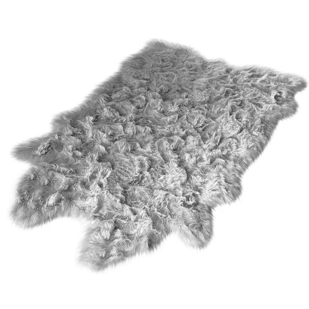 Silver Orchid Luxurious Faux Bison Skin Shag Rug