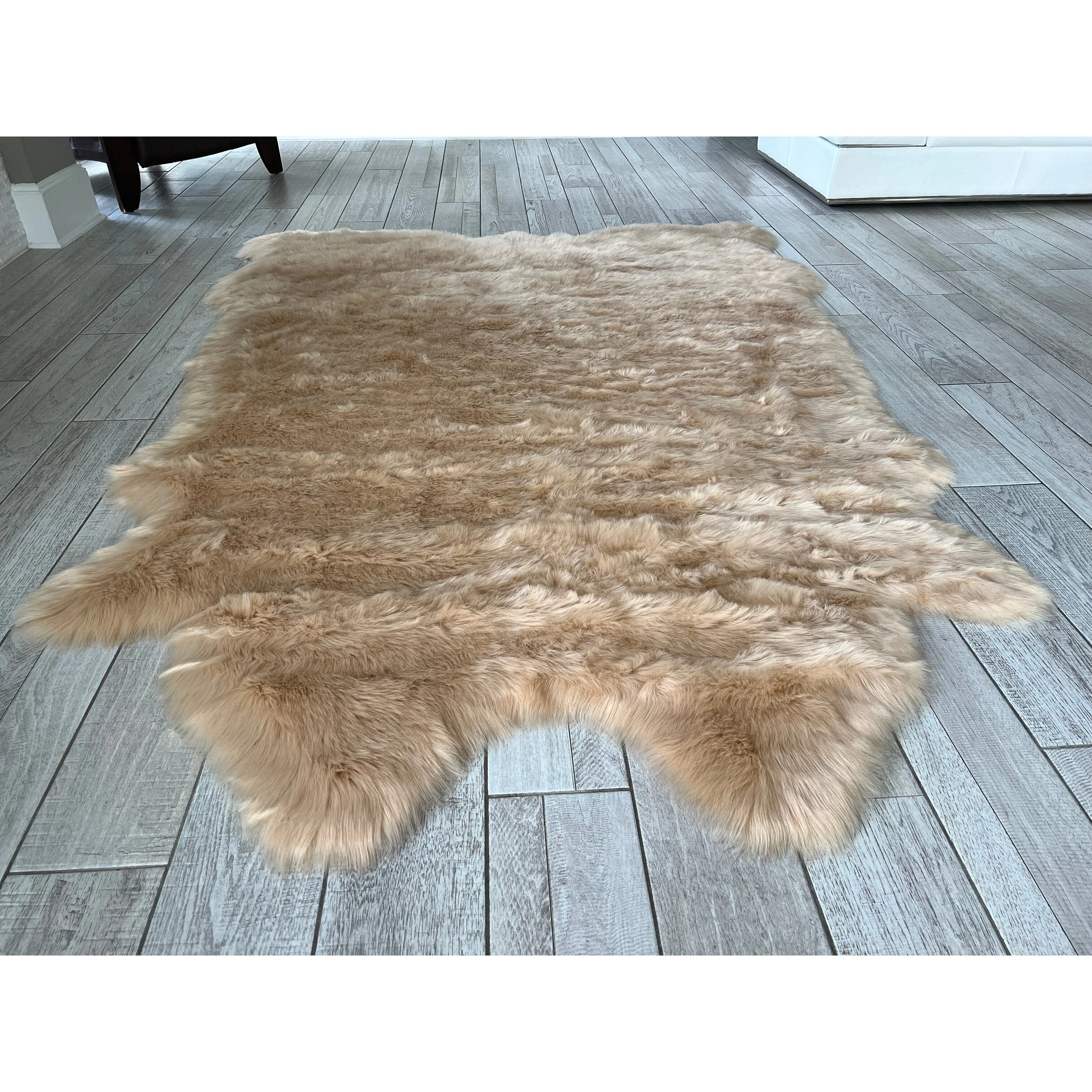 Silver Orchid Luxurious Faux Bison Skin Shag Rug