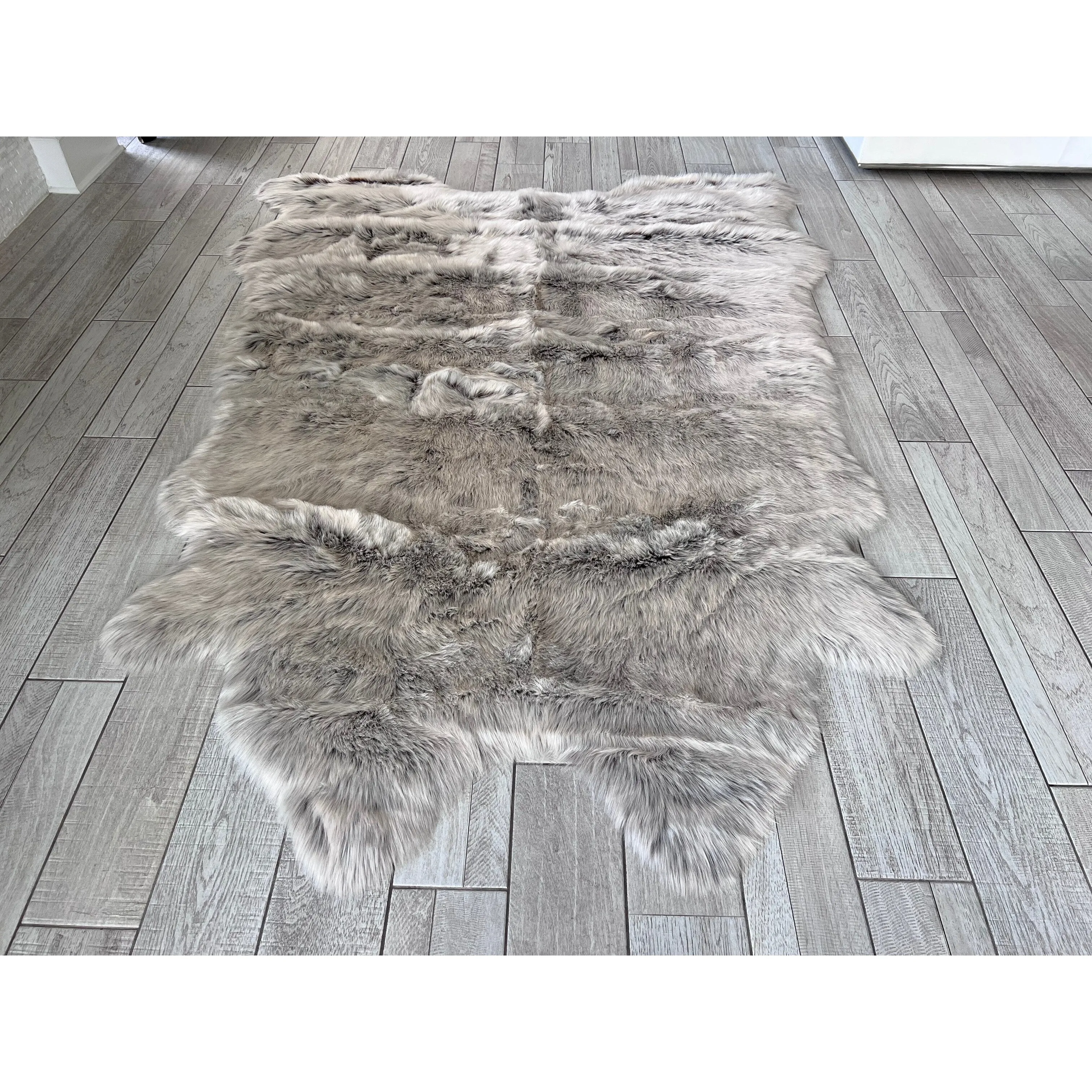 Silver Orchid Luxurious Faux Bison Skin Shag Rug