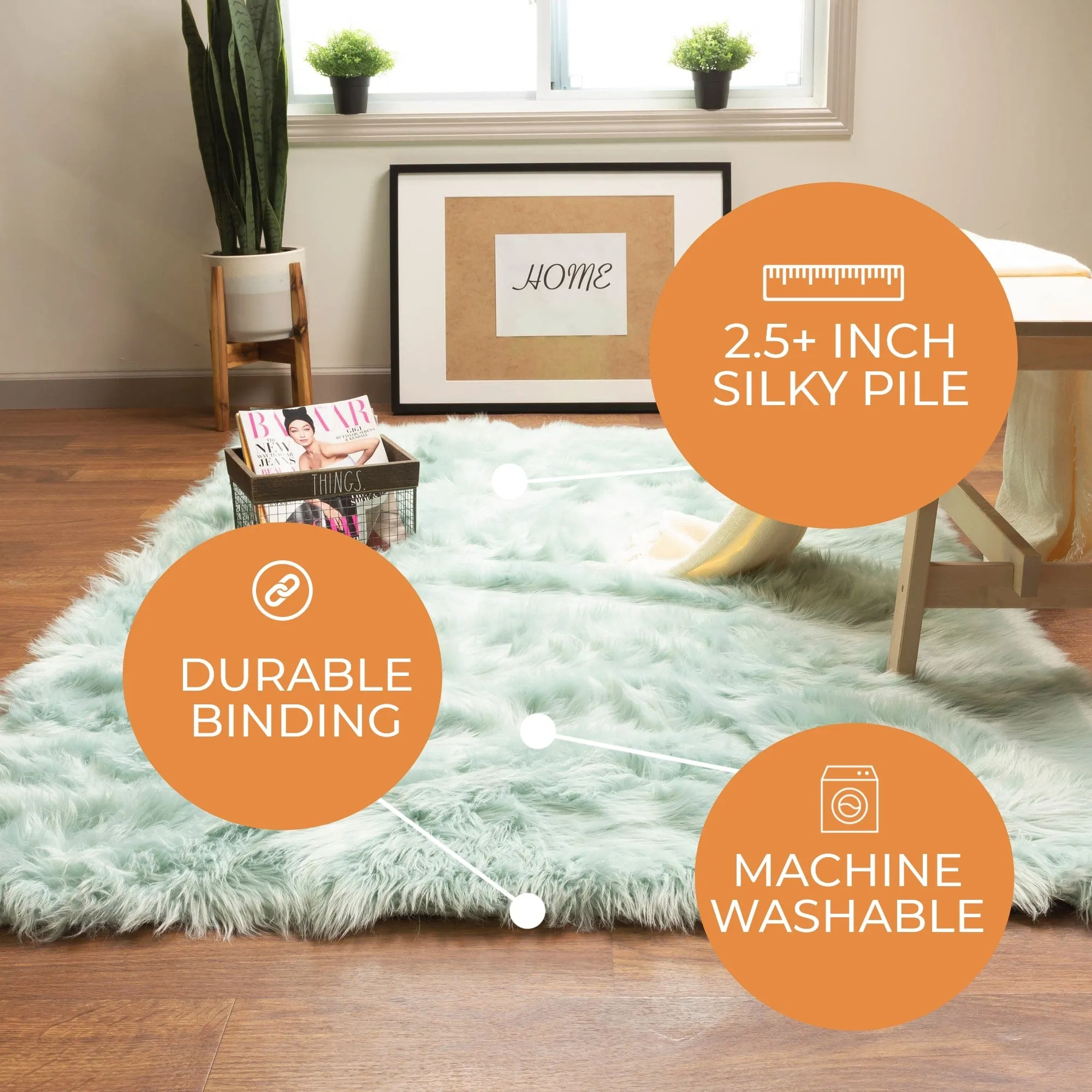 Silver Orchid Parrott Faux Fur Sheepskin Area Rug