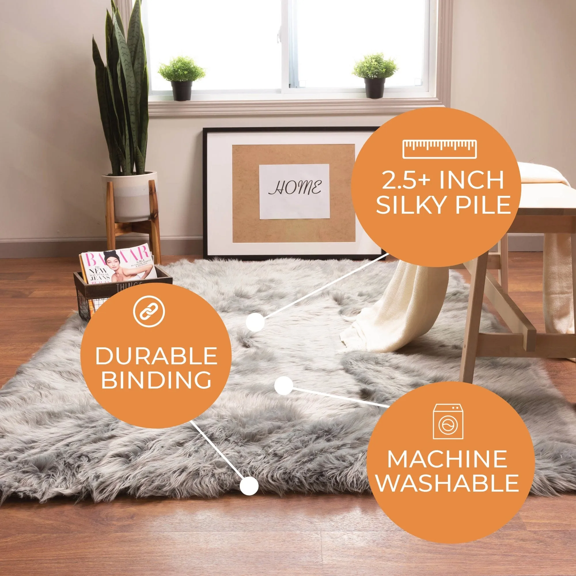 Silver Orchid Parrott Faux Fur Sheepskin Area Rug