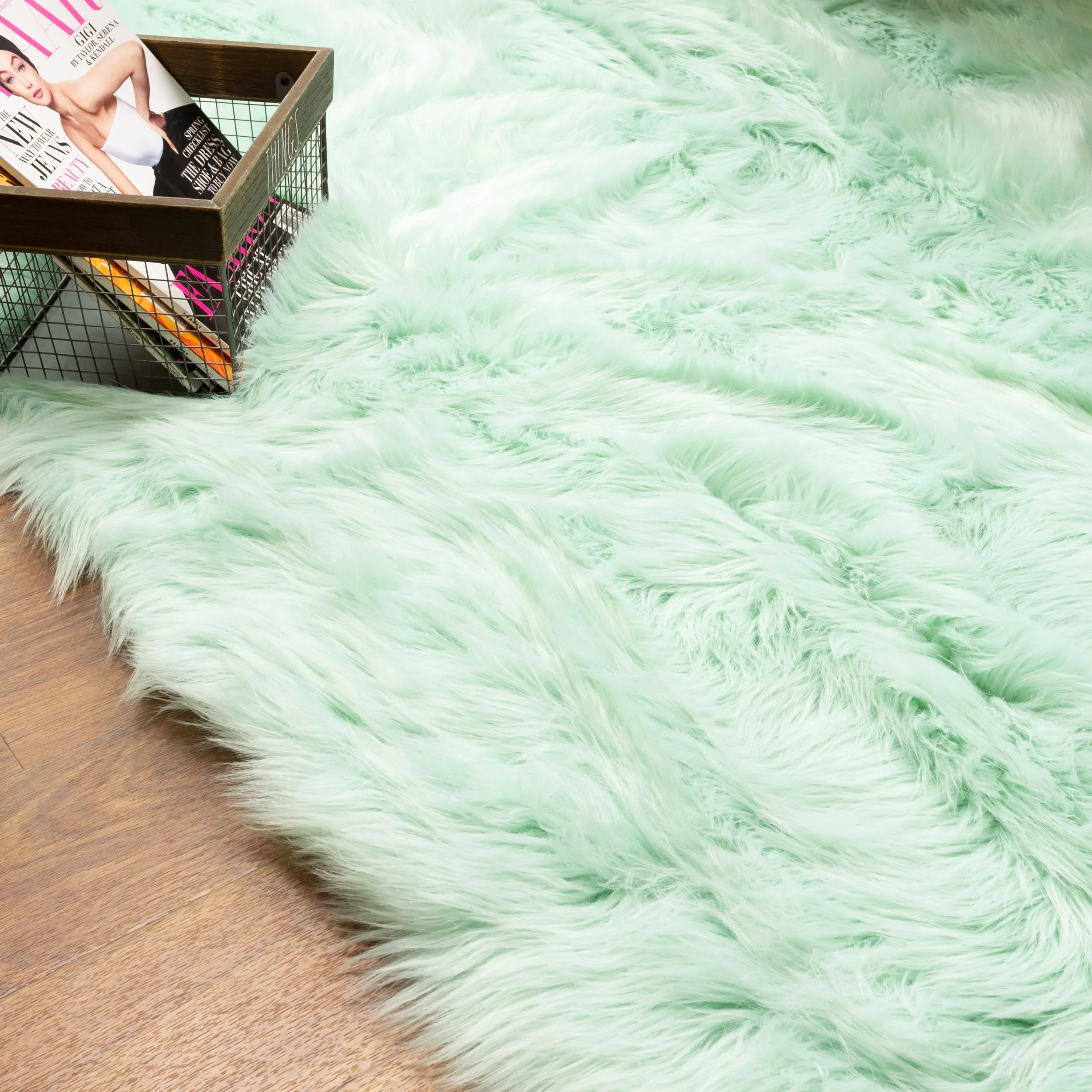 Silver Orchid Parrott Faux Fur Sheepskin Area Rug