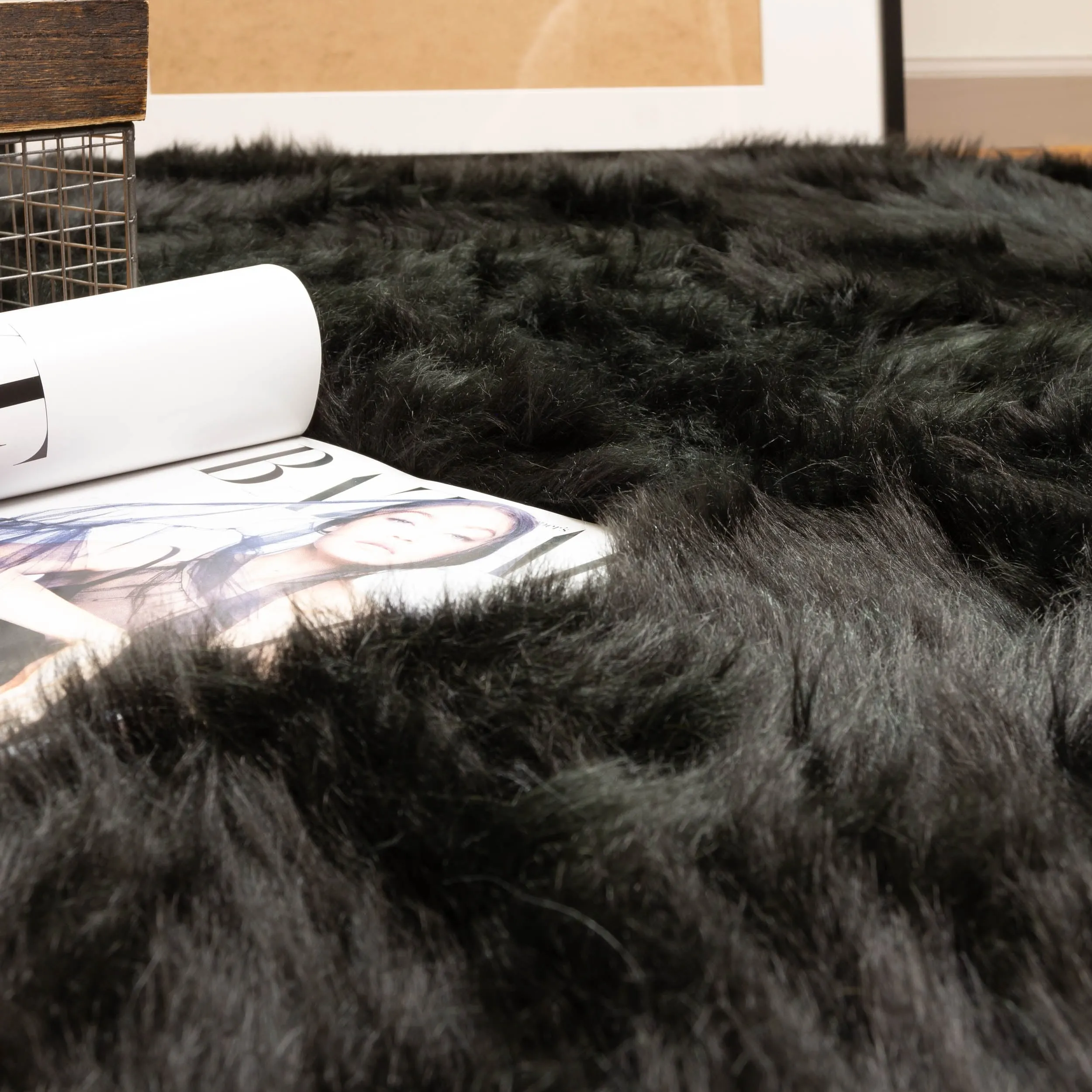Silver Orchid Parrott Faux Fur Sheepskin Area Rug