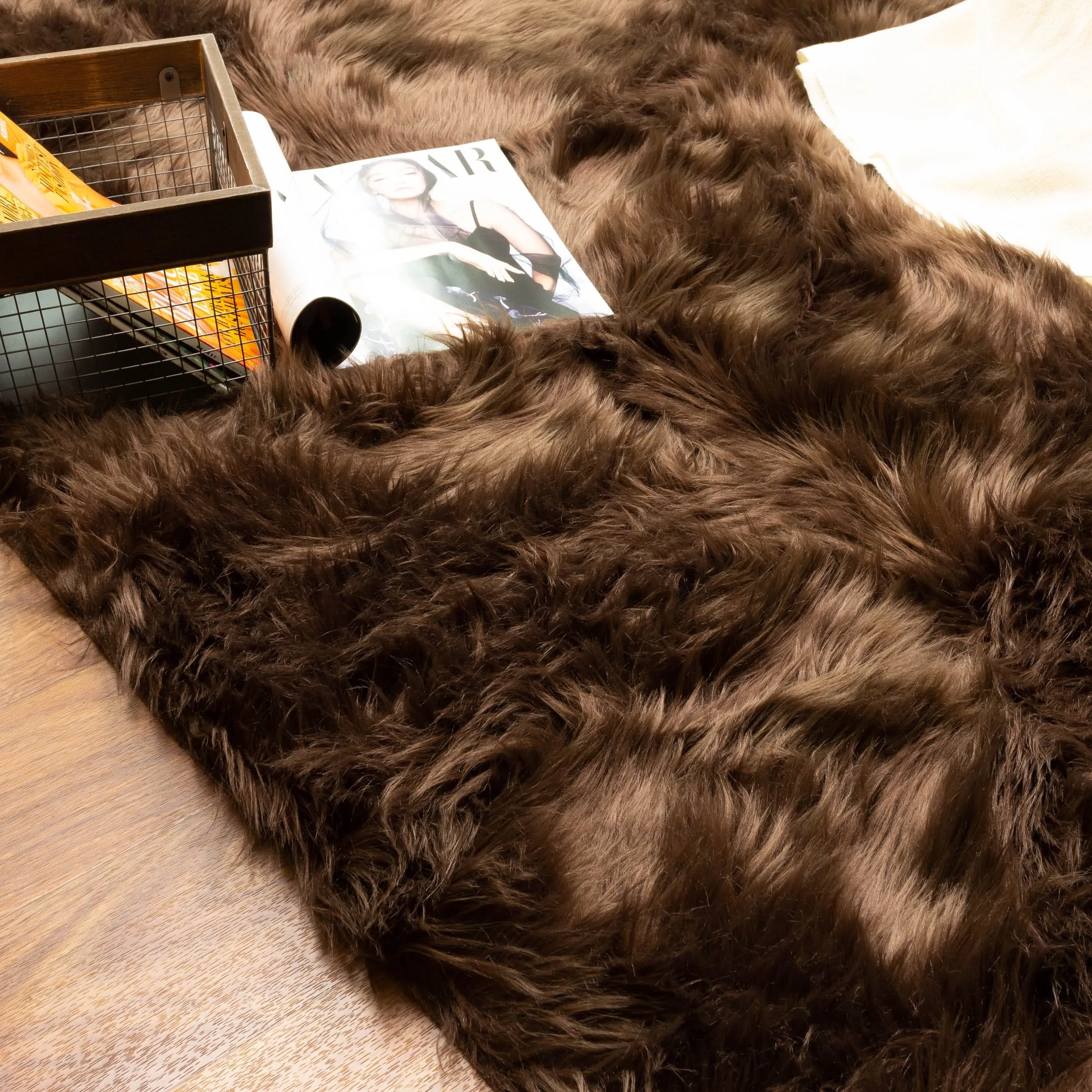 Silver Orchid Parrott Faux Fur Sheepskin Area Rug