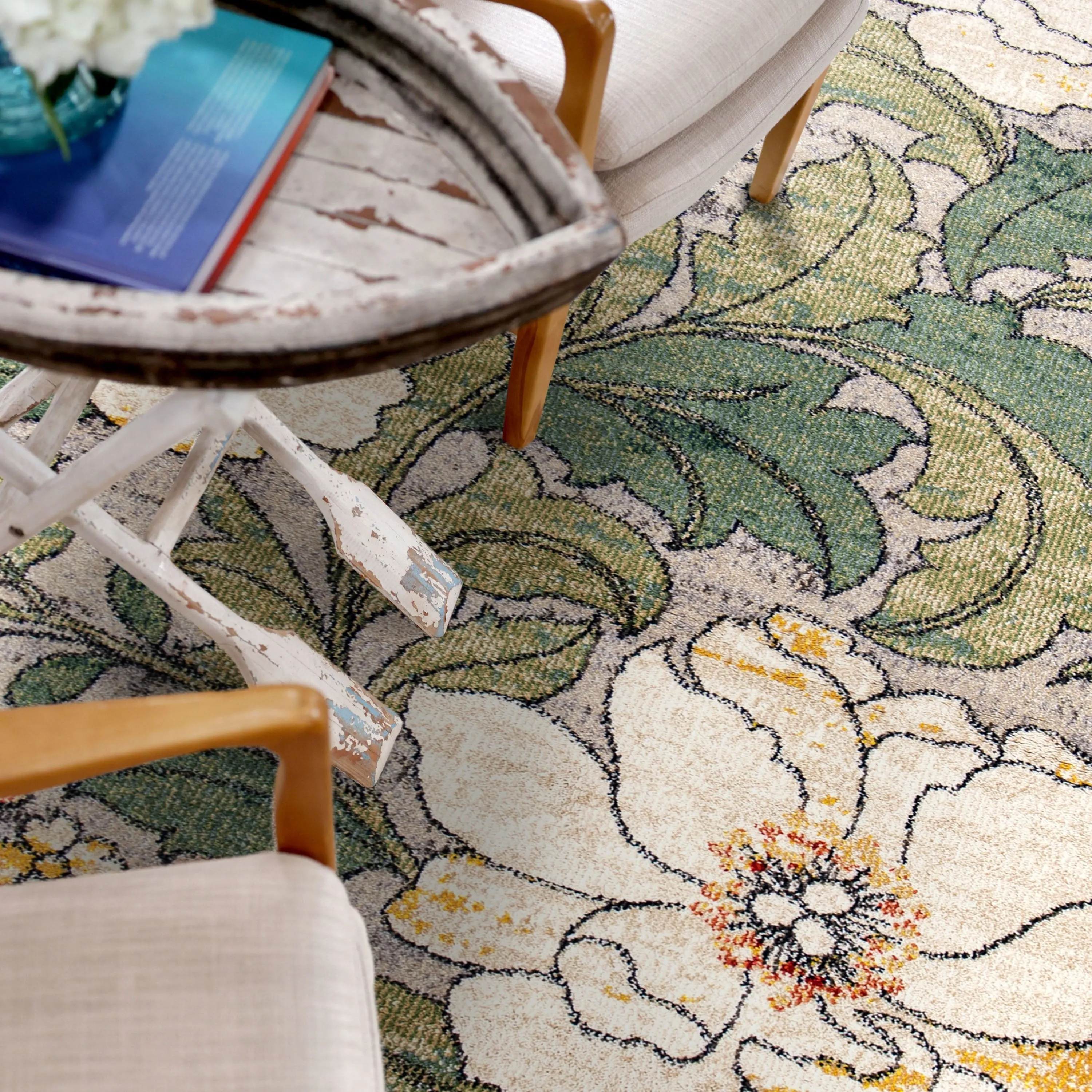 Simply Southern Cottage Jefferson Floral Distressed Area Rug