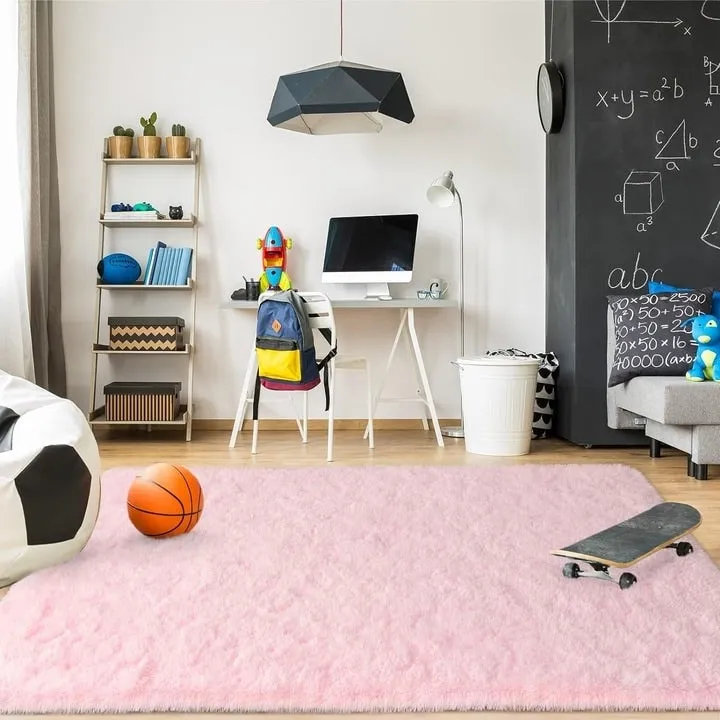 Soft Indoor Area Rug Modern Fluffy Home Carpet - 4' x 5.3'