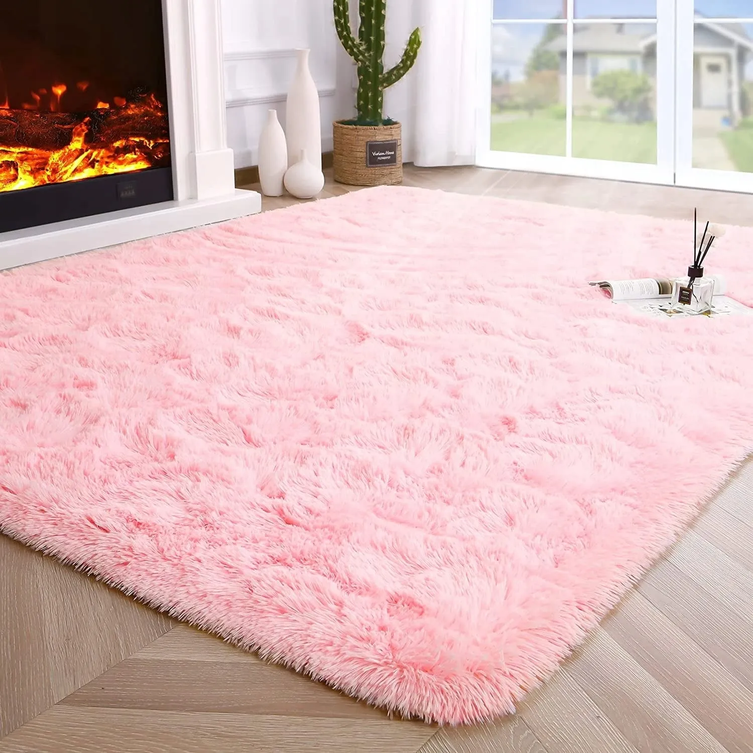 Soft Indoor Area Rug Modern Fluffy Home Carpet - 4' x 5.3'