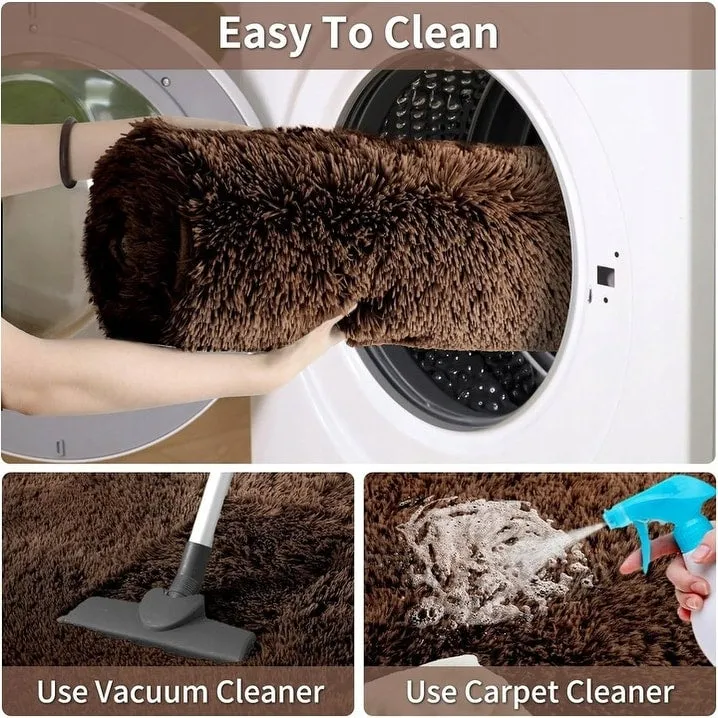 Soft Indoor Area Rug Modern Fluffy Home Carpet - 4' x 5.3'