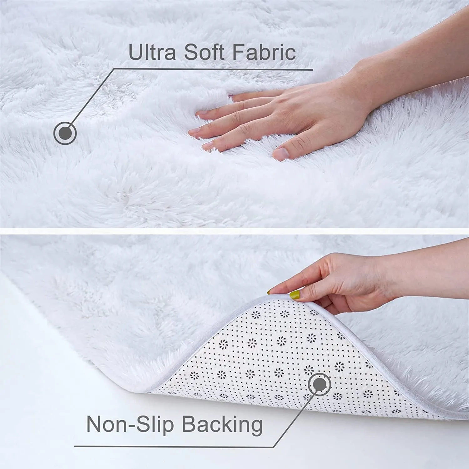 Soft Indoor Area Rug Modern Fluffy Home Carpet - 4' x 5.3'