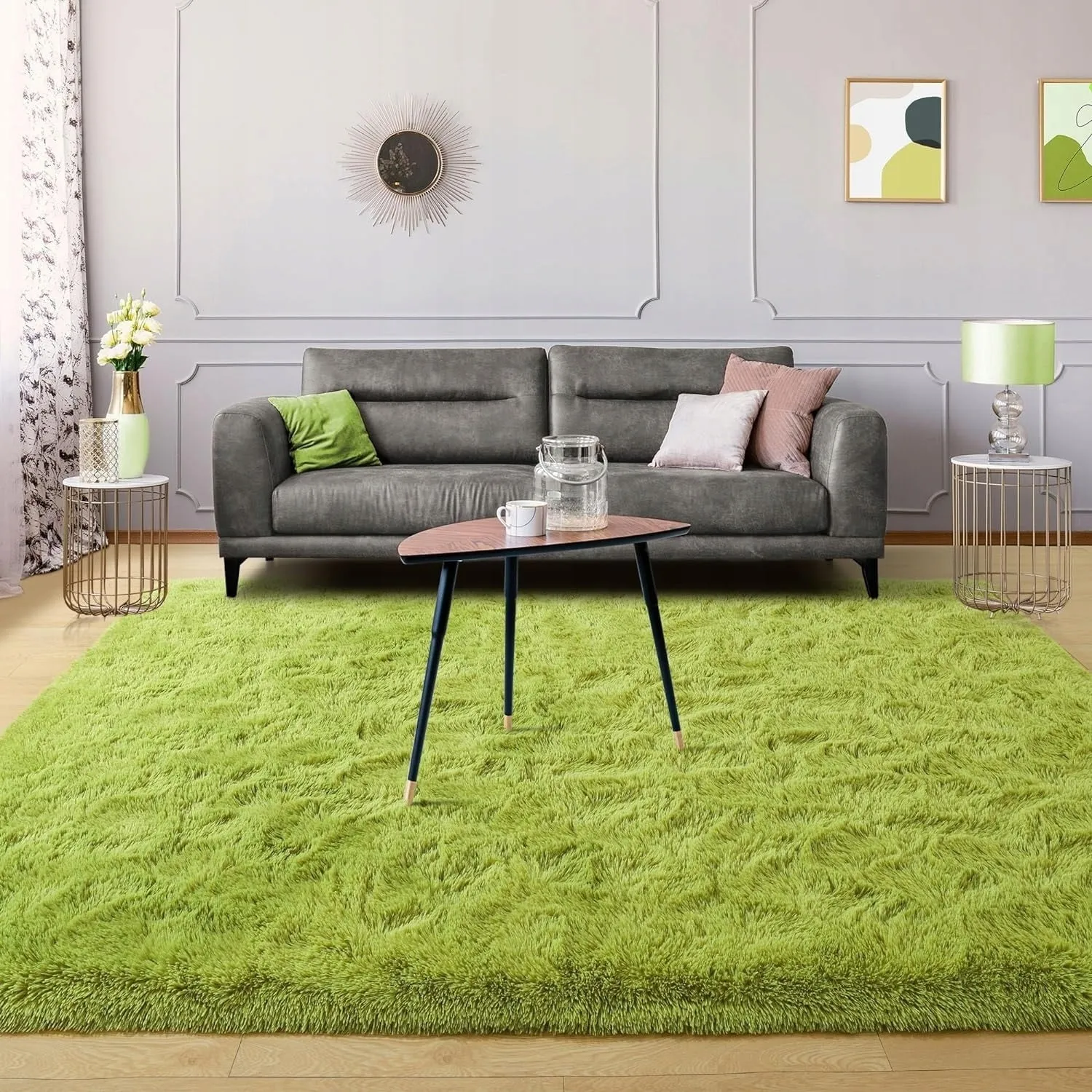 Soft Indoor Area Rug Modern Fluffy Home Carpet - 4' x 5.3'