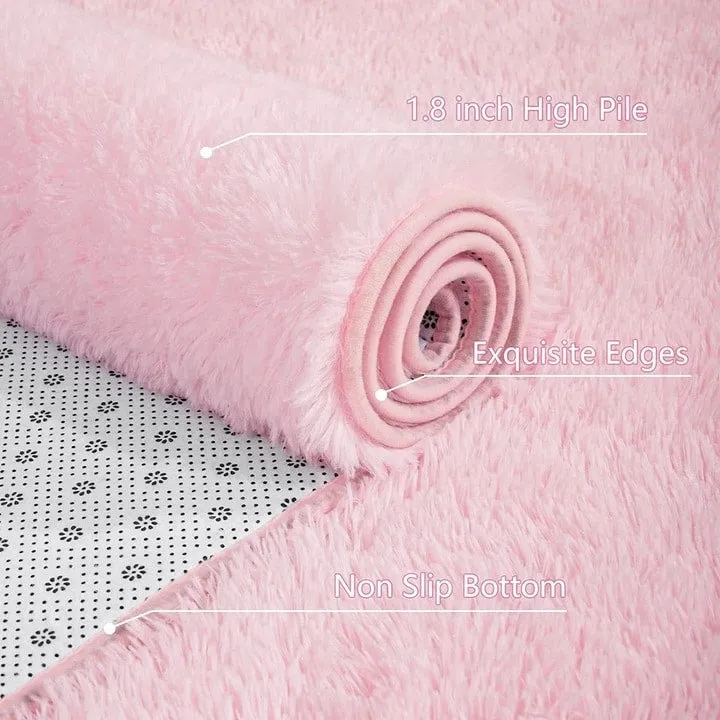 Soft Indoor Area Rug Modern Fluffy Home Carpet - 4' x 5.3'
