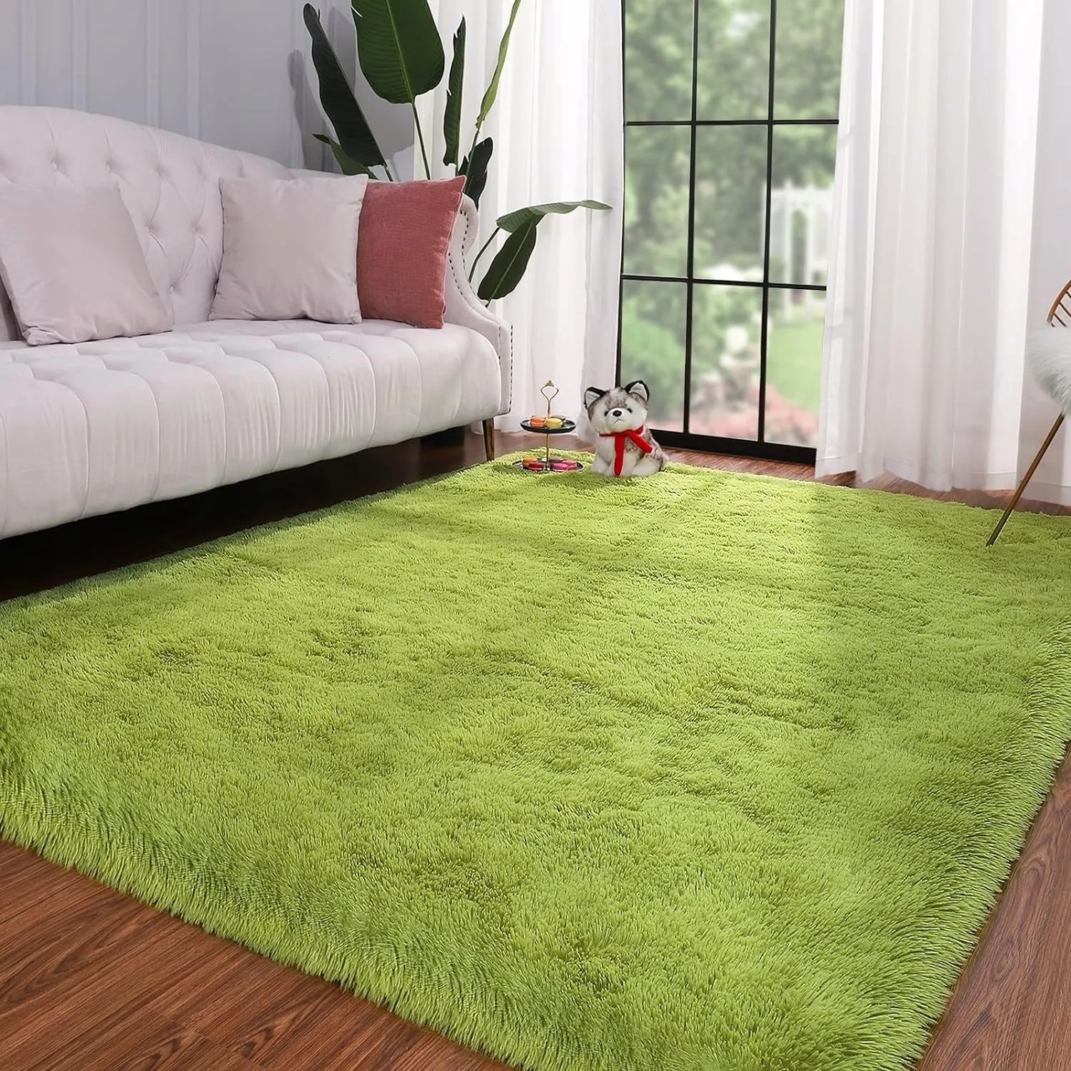 Soft Indoor Area Rug Modern Fluffy Home Carpet - 4' x 5.3'