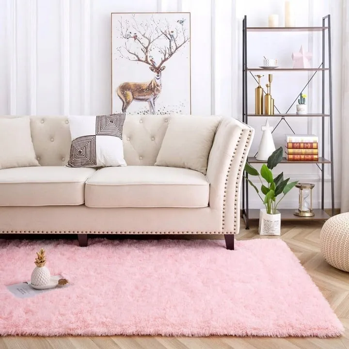 Soft Indoor Area Rug Modern Fluffy Home Carpet - 4' x 5.3'