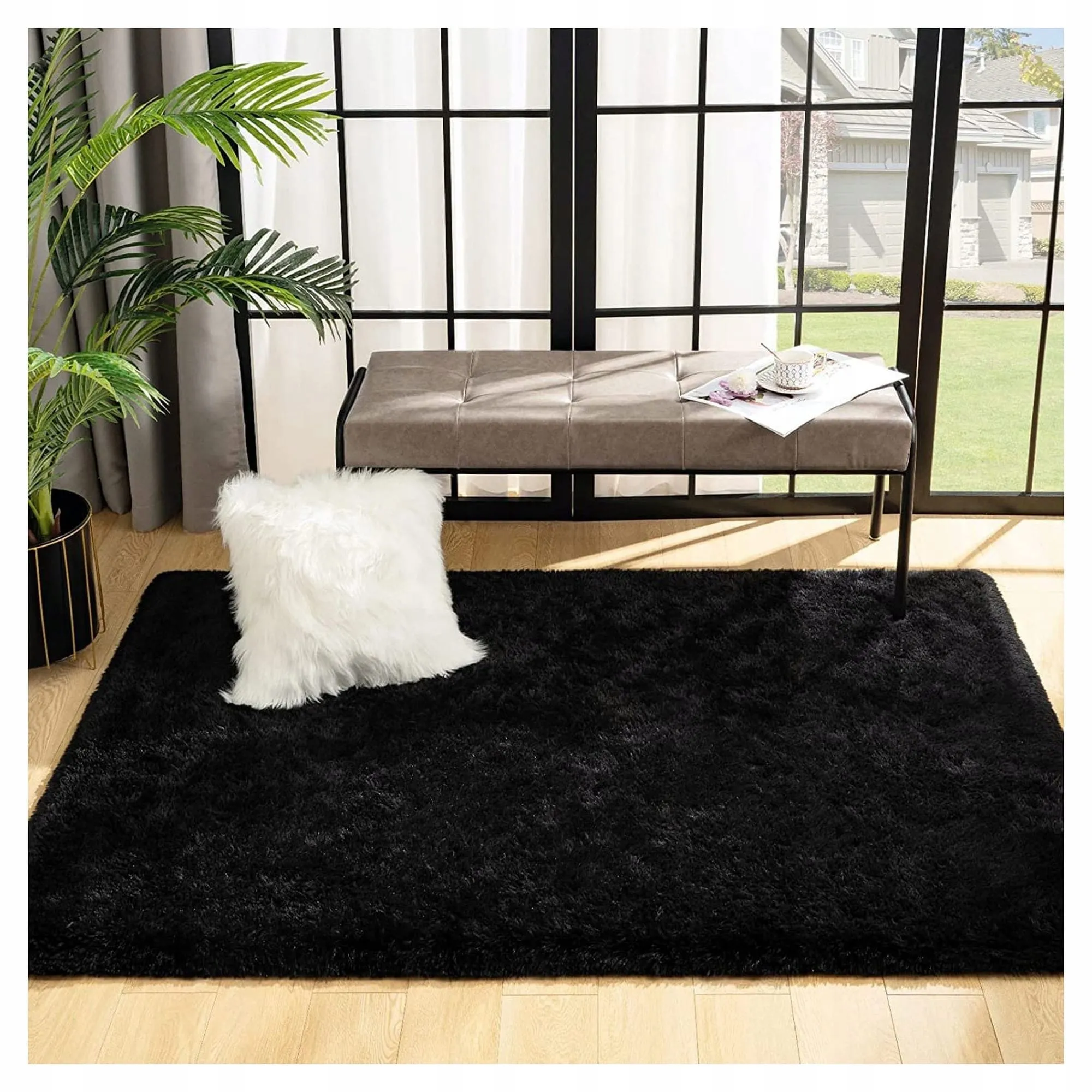 Soft Indoor Area Rug Modern Fluffy Home Carpet - 4' x 5.3'
